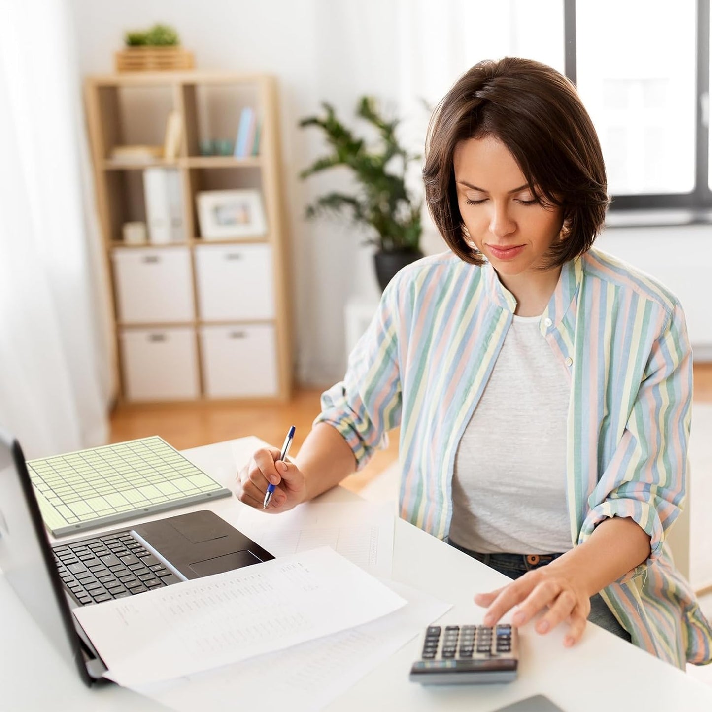 Zhanmai 5 Pack 250 Sheets Analysis Columnar Books 3 Hole Accounting Ledger Book Ledger Paper Pad Columnar Pad for Business, 50 Sheets/Pack, Single Page Format, Green(6 Columnar,8.5 x 11)