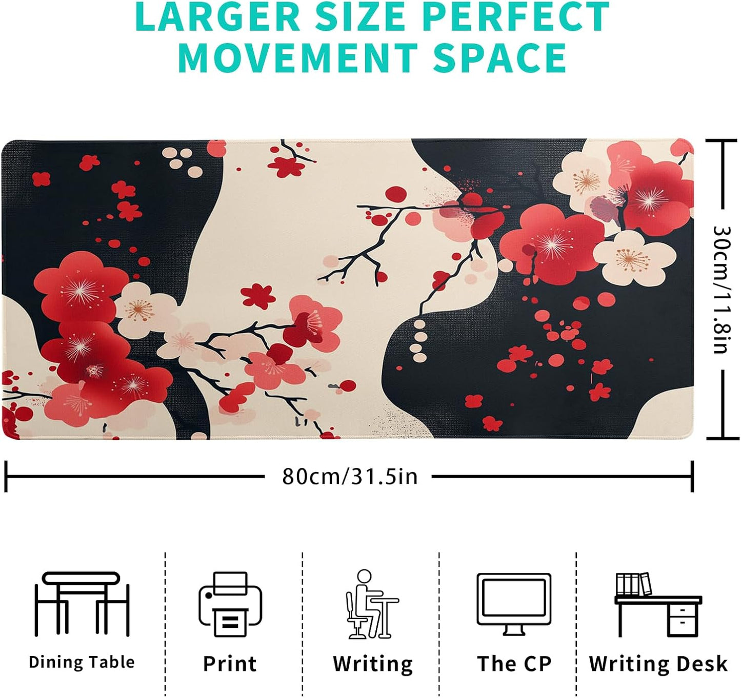 Desk Mat, Anime Desk Pad Mat, Desk Matt for Desktop, XL Large Mouse Pad for Desk, Anti-Slip Big Mousepad with Stitched Edges, Keyboard Pad Mouse Mat for Gaming and Office (Cherry Blossom 5)