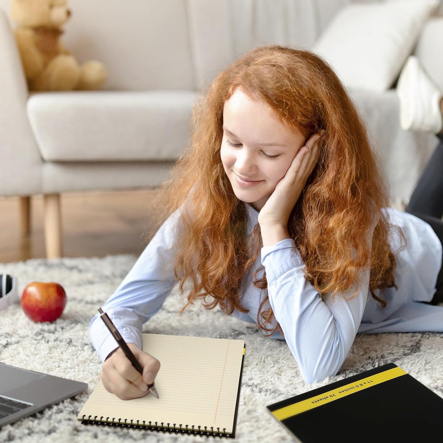 6 Pcs Legal Pad Top Spiral Bound Notebook 70 Sheets Wirebound Notepad Double Sided Ruled Memo Steno Pad with Stiff Back Cover for Business(8.5 x 11 Inches,No Holes,Yellow)