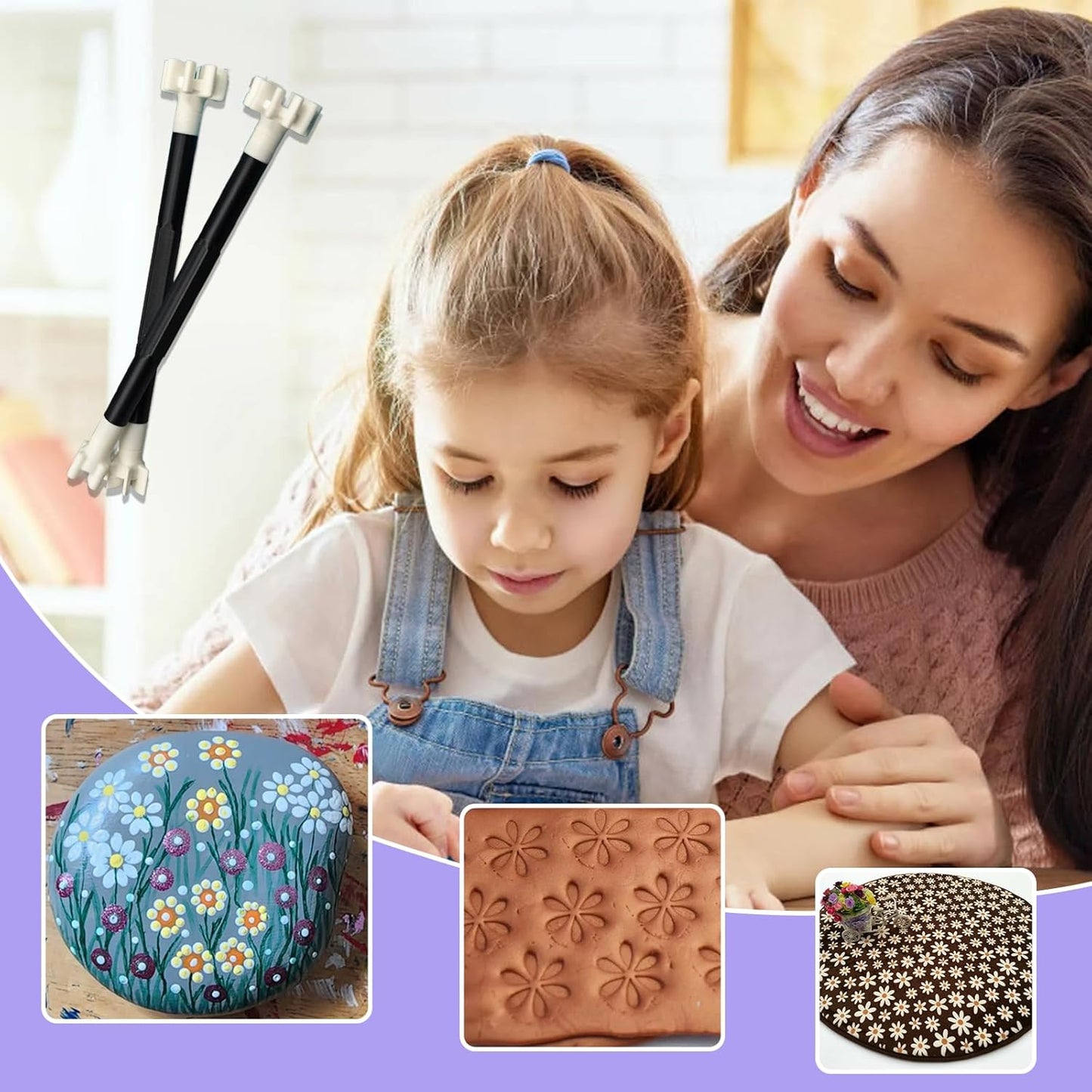 7 Pack Flower Petal Dotting Tools Set, Mandala Dot Art Tools for Rocks Painting, Ceramic & Glass, Includes 20 Different Embossing Tips for DIY Nail Art, Decorating Cakes and Cookies