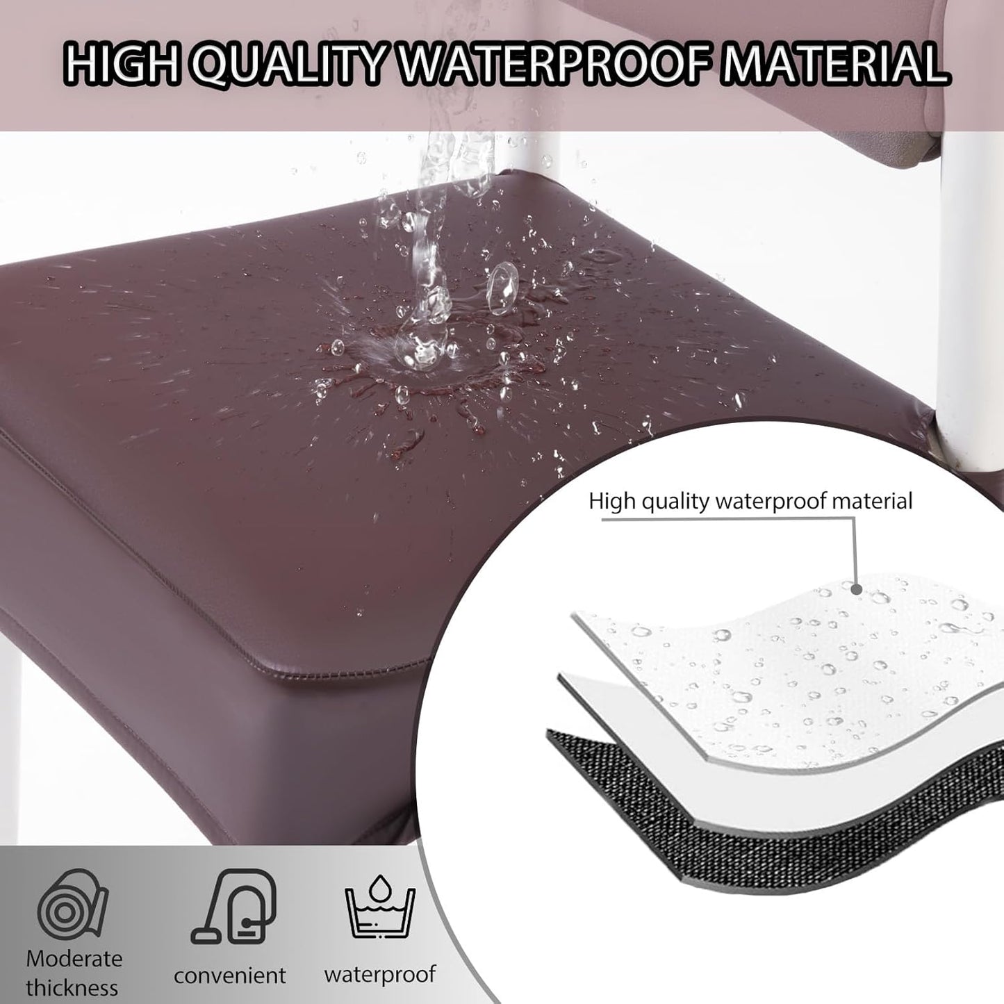 CWK Waterproof PU Leather Dining Chair Covers Set of 6 - Stretchable Chair Seat Slipcovers, Removable & Washable Protector for Dining Room,Home,Office,Wedding,Rear Covers (PU-Coffee)