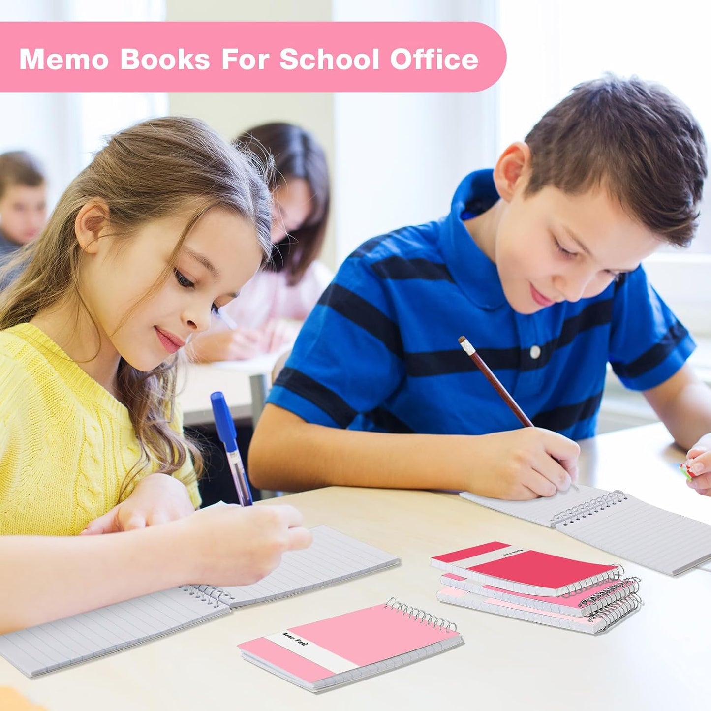 Thenshop 100 Pads Spiral Memo Pads Bulk 3 x 5 Inch Small Pocket Notepad Top Bound Lined 60 Sheets Mini Notebooks for School College Office Home Supplies (Bright Colors)