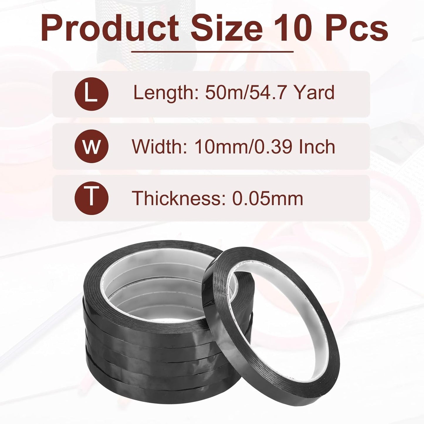 MECCANIXITY 10 Rolls Whiteboard Tape Graphic Chart Tape 10mm 54.7 Yard Art Tape Thin Self-Adhesive Pinstripe Tape Masking Tape for Gift Wrapping Craft Supplies, Black