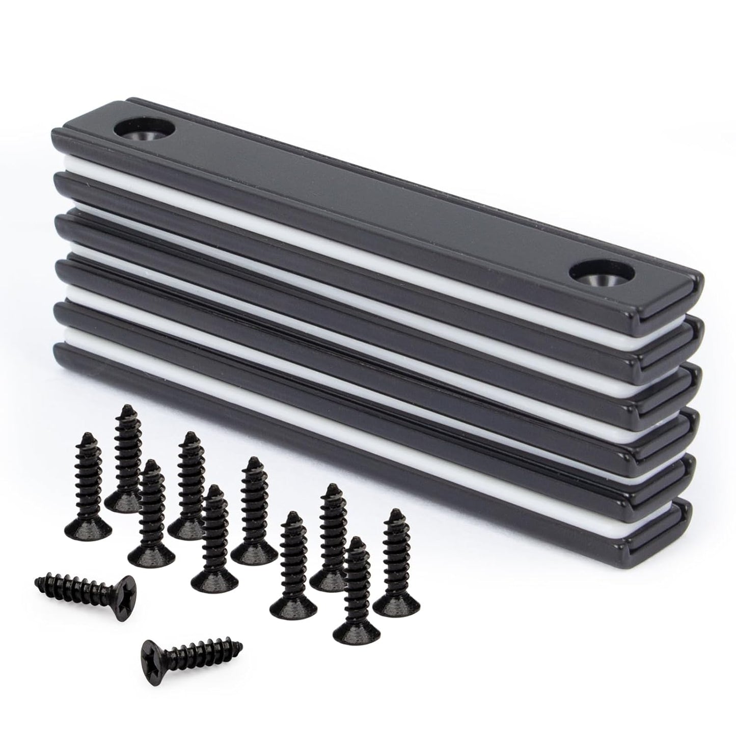 Strong Rectangular Pot Magnetic Strip,Screw in Magnets with Black Epoxy Protected, 76 x 12.7 x 3.5mm Rare Earth Bar Magnets with Countersunk Hole and Thin Steel Capsule 6 Pack