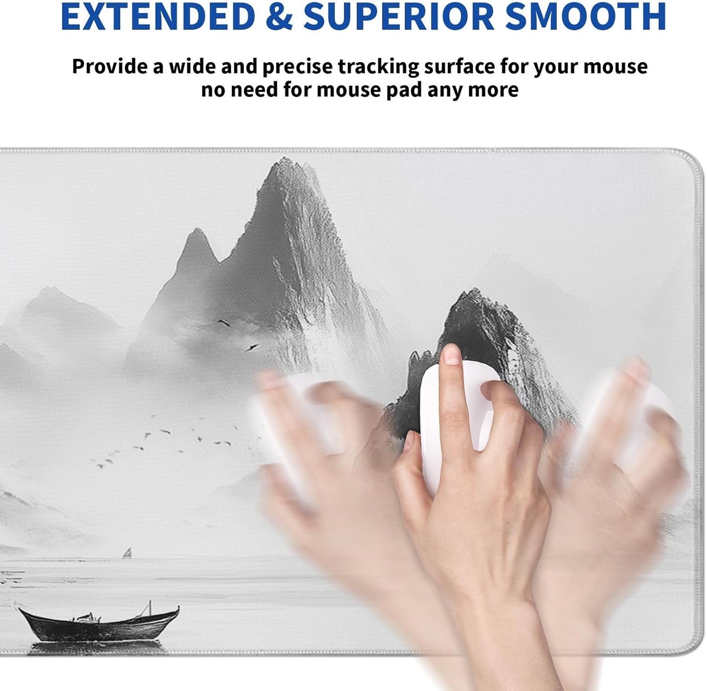 Landscape Mouse Pad Abstract Big Mouse Pad 31.5x11.8 Inch Landscape Texture Non-Slip Rubber Base Large Mousepad Stitched Edges Keyboard Mouse Mat Desk Pad for Office and Home