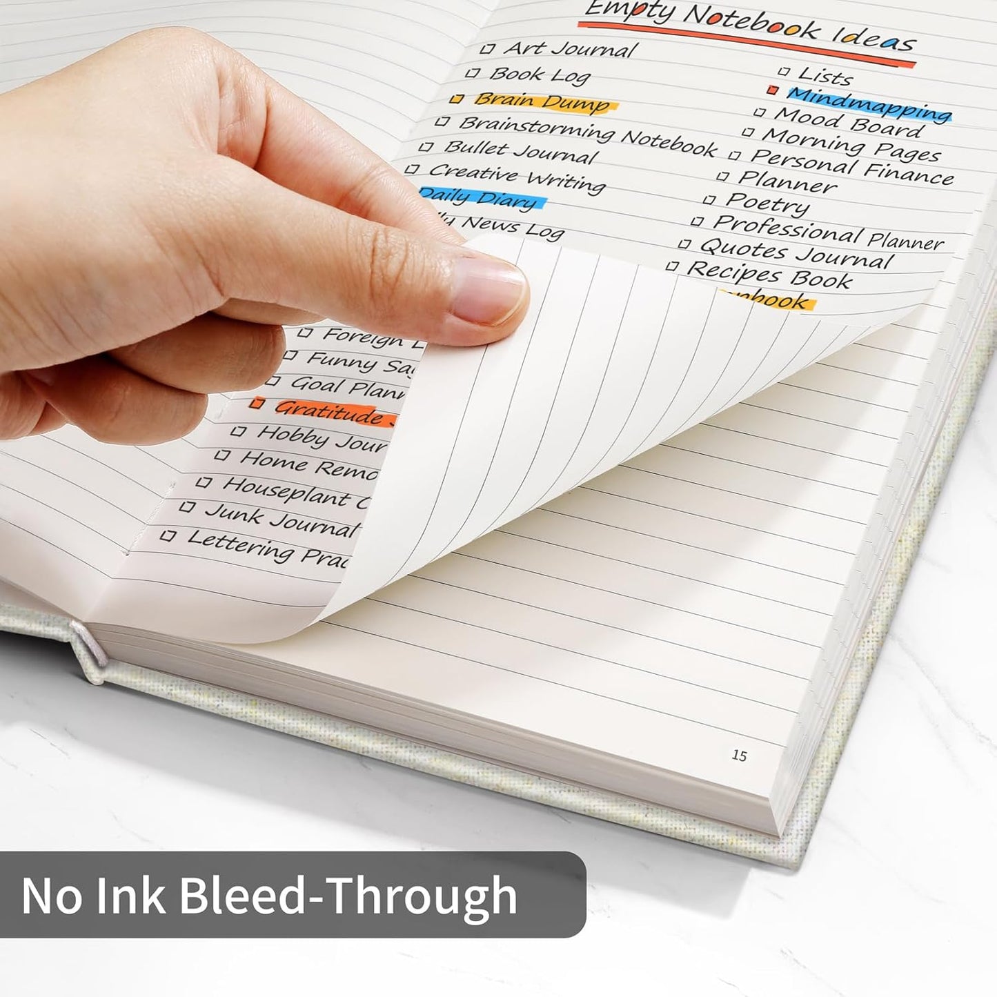 Annecy Lined Journal Notebook, Hardcover Numbered College Ruled Journal, Medium 5.5x 8.25, 160 Pages 100GSM Writing Paper, Beige