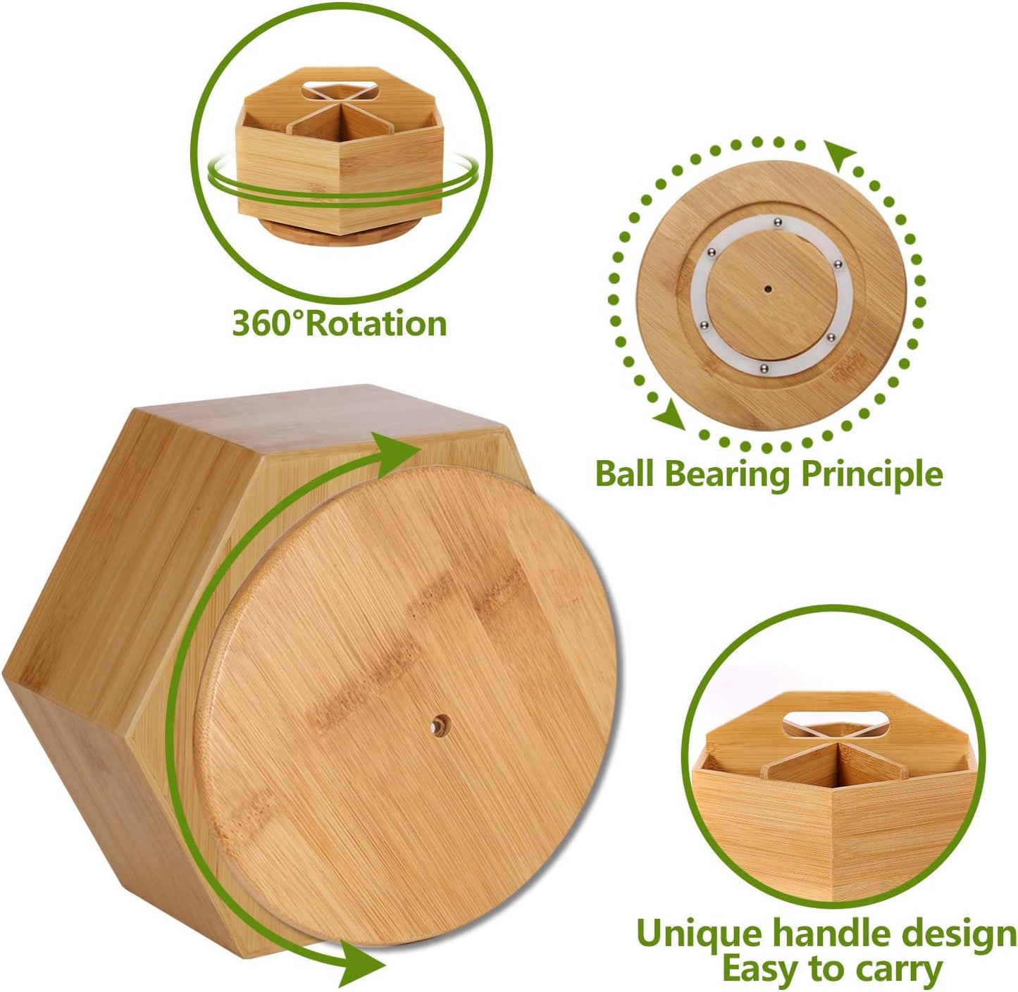 Marbrasse Bamboo Art Supply Organizer, Rotating Pencil Pen Holder, Office Supplies Desktop Storage Caddy, Like Colored Pencils, Pen, Markers, Paint Brushes