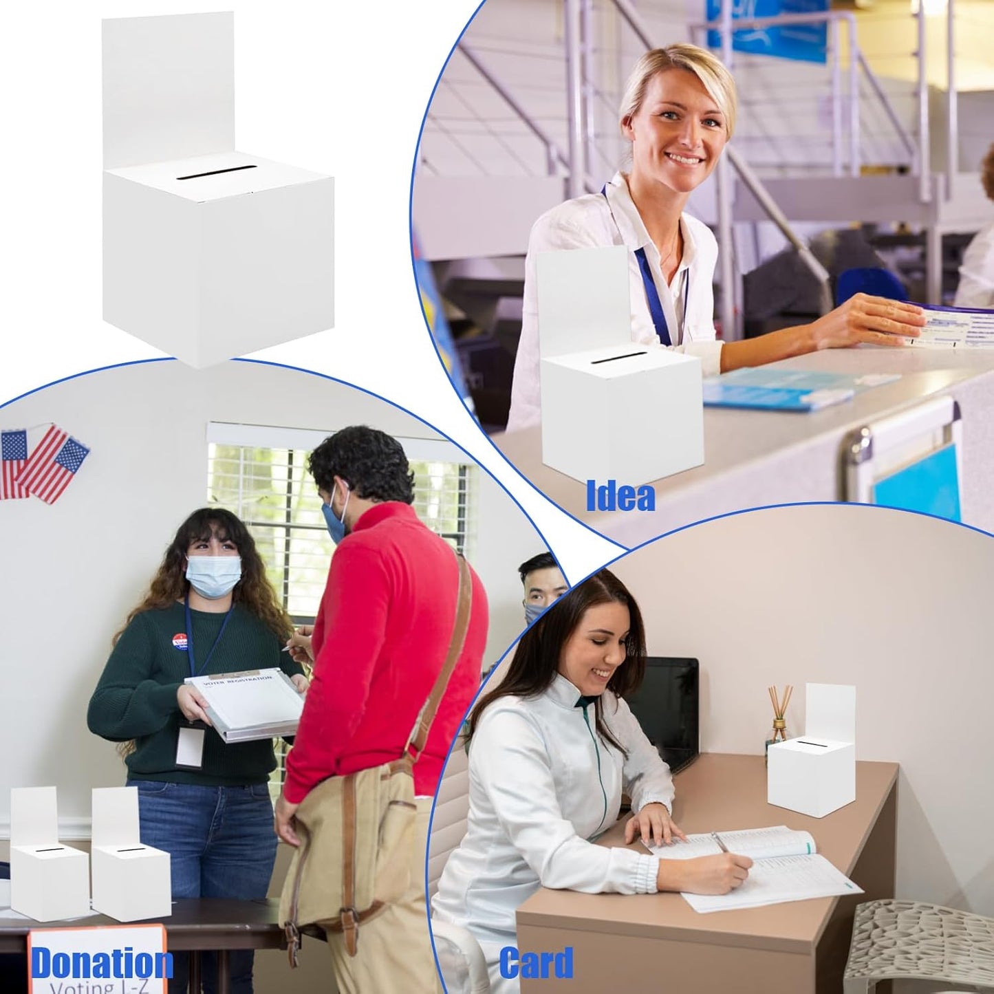 Ysglory 12 Pack Raffle Ticket Box White Cardboard Suggestion Box with Slot Donation Ballot Boxes for Fundraising Collecting Business Card Voting Contest, 6 x 6 x 6 Inches