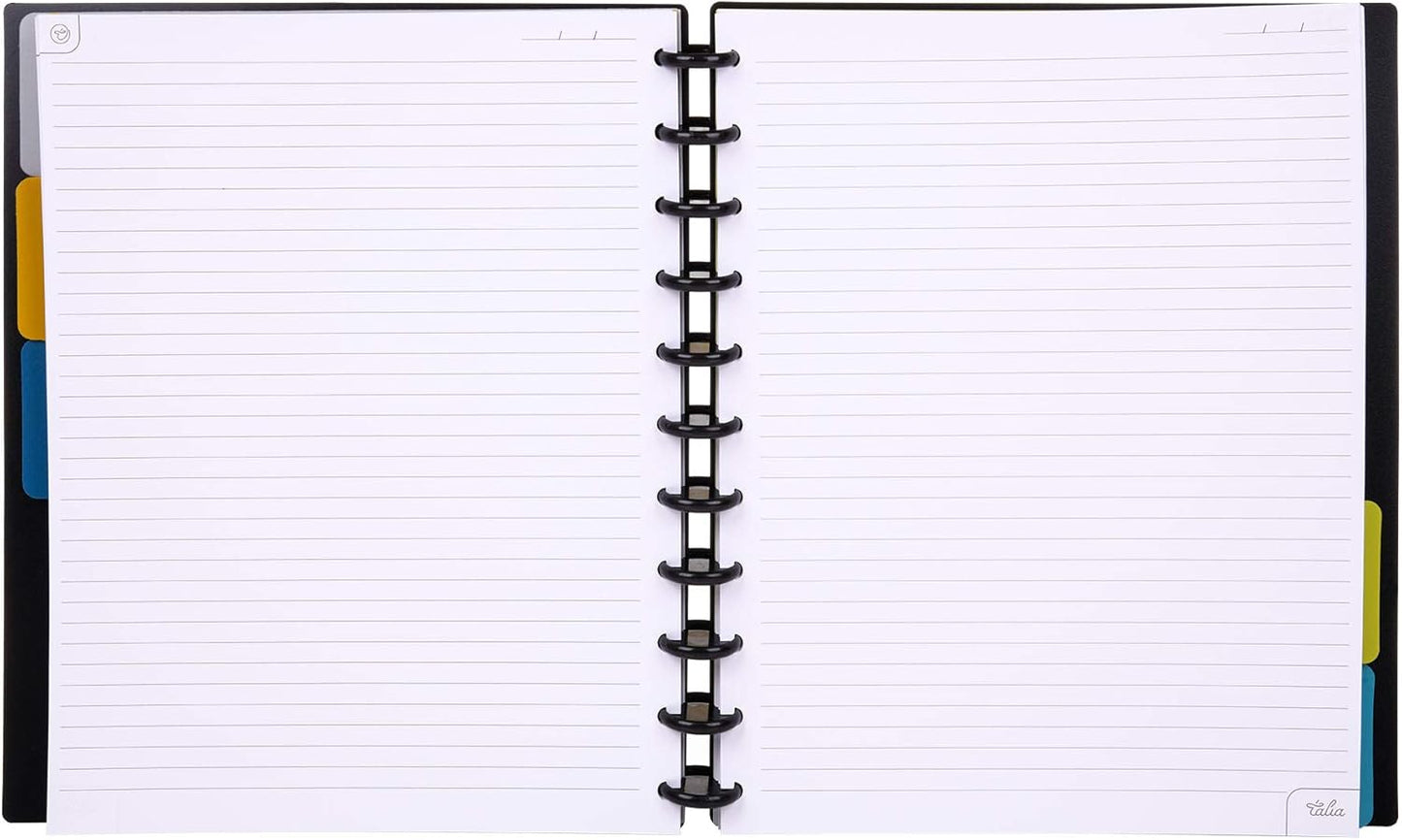 Talia Discbound Notebooks, Planner, Customizable, (Black w/Black Discs, Letter (8.5in x 11in))