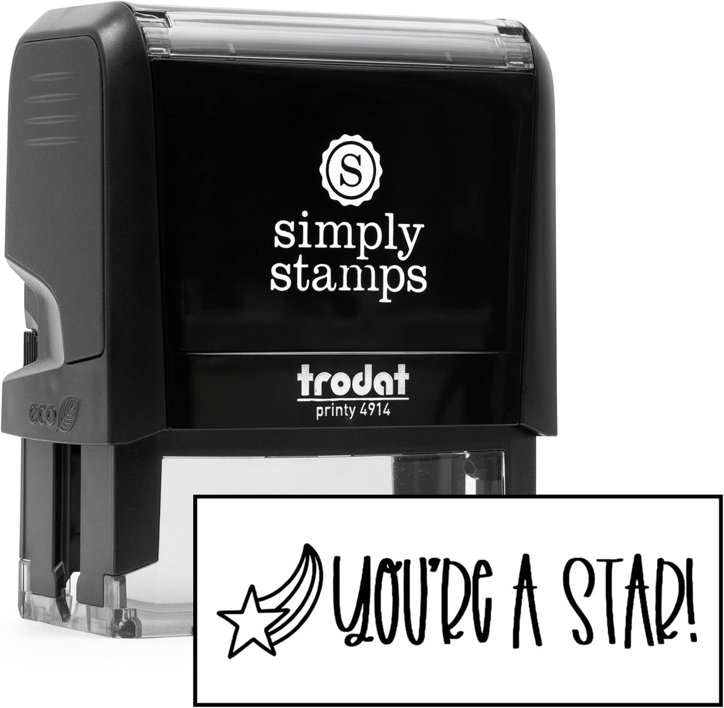 Custom Self-Inking Stamps | 49 Designs | Fun Phrases | Grading Made Easy | Classroom, Library Book Stamps (You're a Star!, Xtra Large)