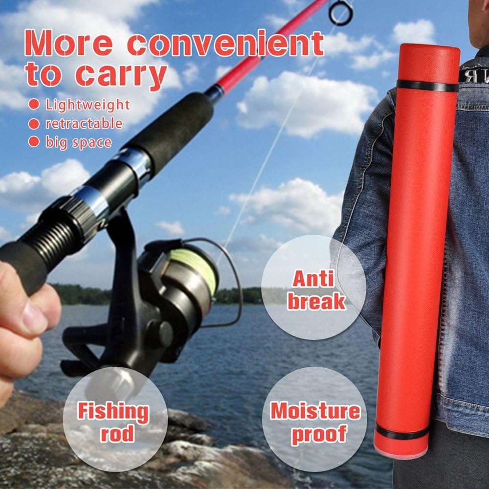 DEWEL Document Tube,Plastic Expanding Poster/Art/Document Storage Tube 24.5 to 40 inches Adjustable with Carrying Strap Waterproof and Light-Resistance Telescoping Carrying Case (Red-Large Size)