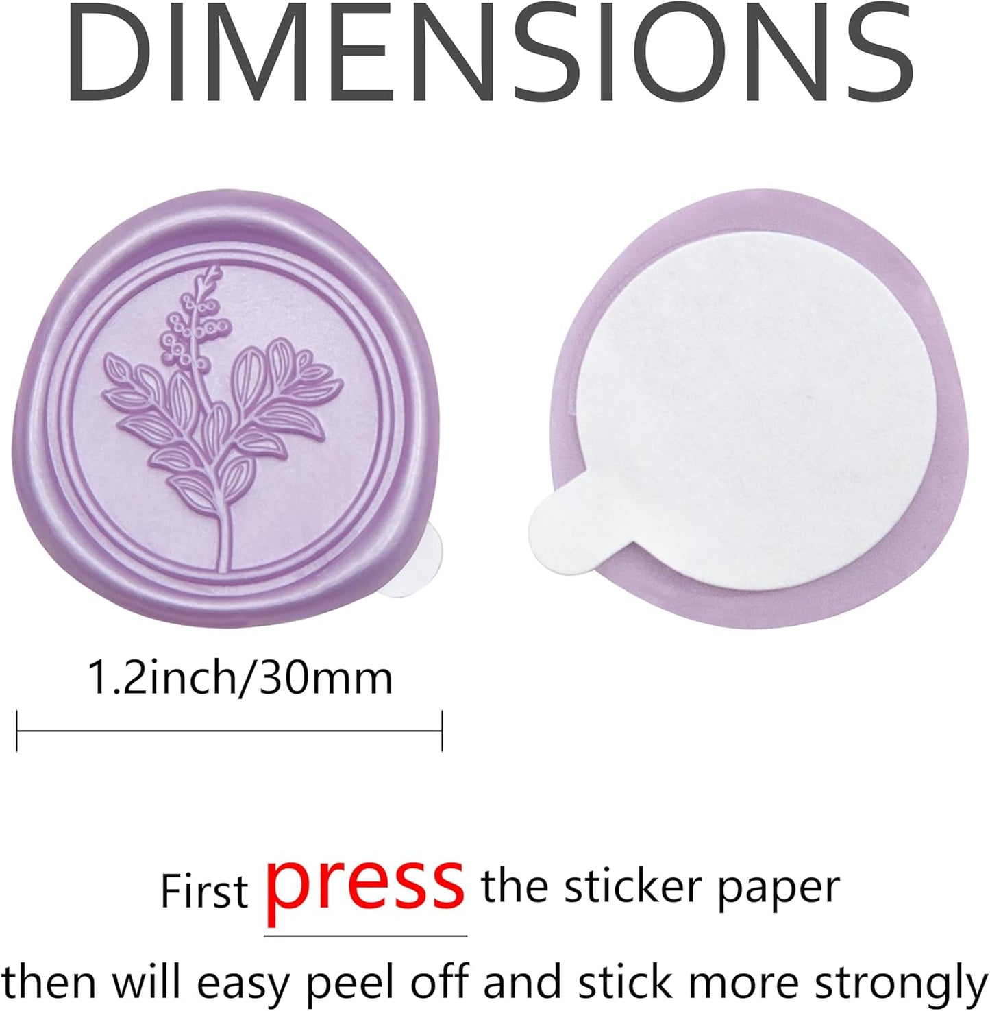 60 Pcs Lilac Wax Seal Stickers, Wedding Invitation Accessories Envelope Stickers - Peferct for Wedding Accessories, Gift Box Craft Wrapping, Christmas Cards Envelope Seals