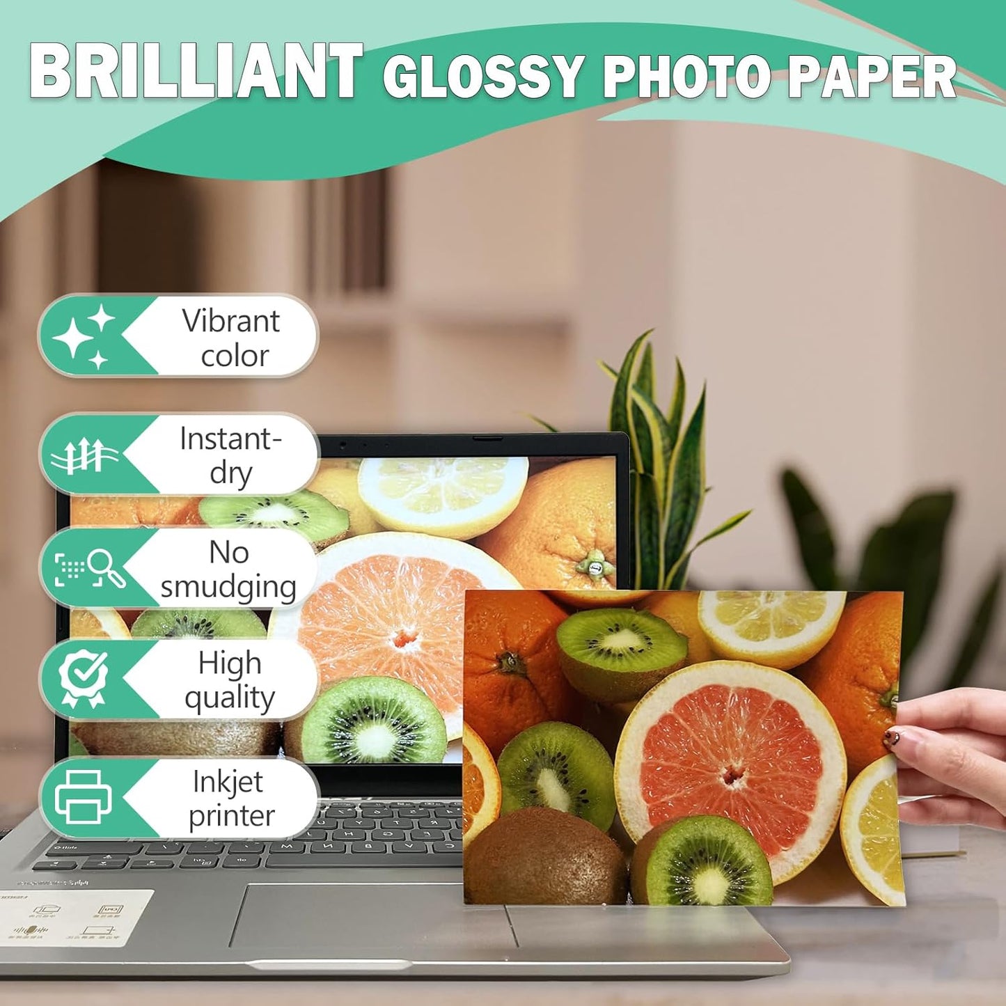 8.5x11 Glossy Photo Paper - Photo Quality Paper for Inkjet Printer, US Letter Size, 100 Sheets, 200GSM (P8511YB200GP)