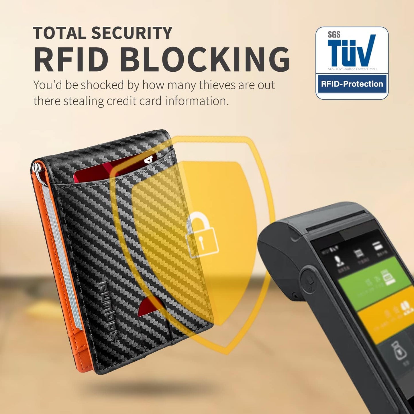 Slim Money Clip Wallets for Men RFID Blocking 11 Card Holder Minimalist Small Thin Carbon Leather Bifold Mens Front Pocket Wallet Gift Box