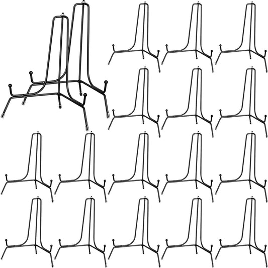 Chumia 18 Pcs Anti Slip Plate Stands for Display, Black Iron Easel Plate Holder Picture Frame Holder Stand for Display Decorative Photo Tabletop Artwork(8 Inch)