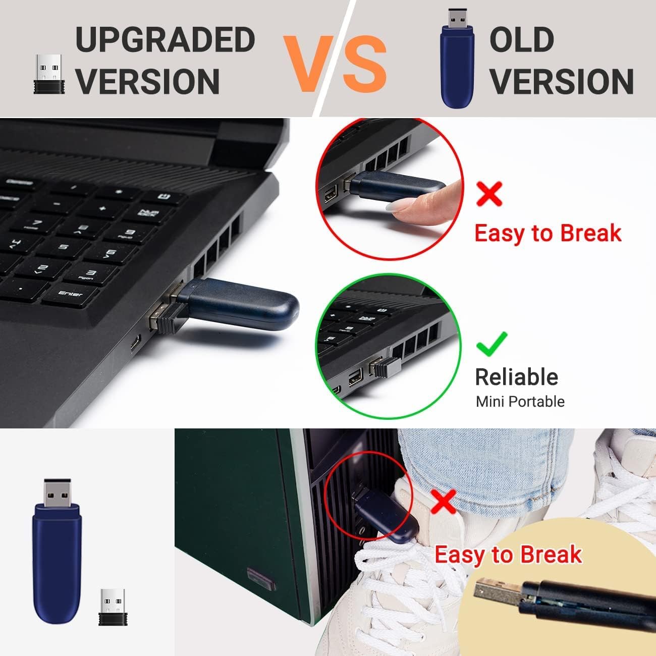 Tera Pro 1D Wireless Barcode Scanner 3 in 1 Bluetooth & 2.4G Wireless & USB Wired CCD Cordless 2500 Pixel Bar Code Reader with Battery Level Indicator for Windows Mac Android iOS Model T5100C