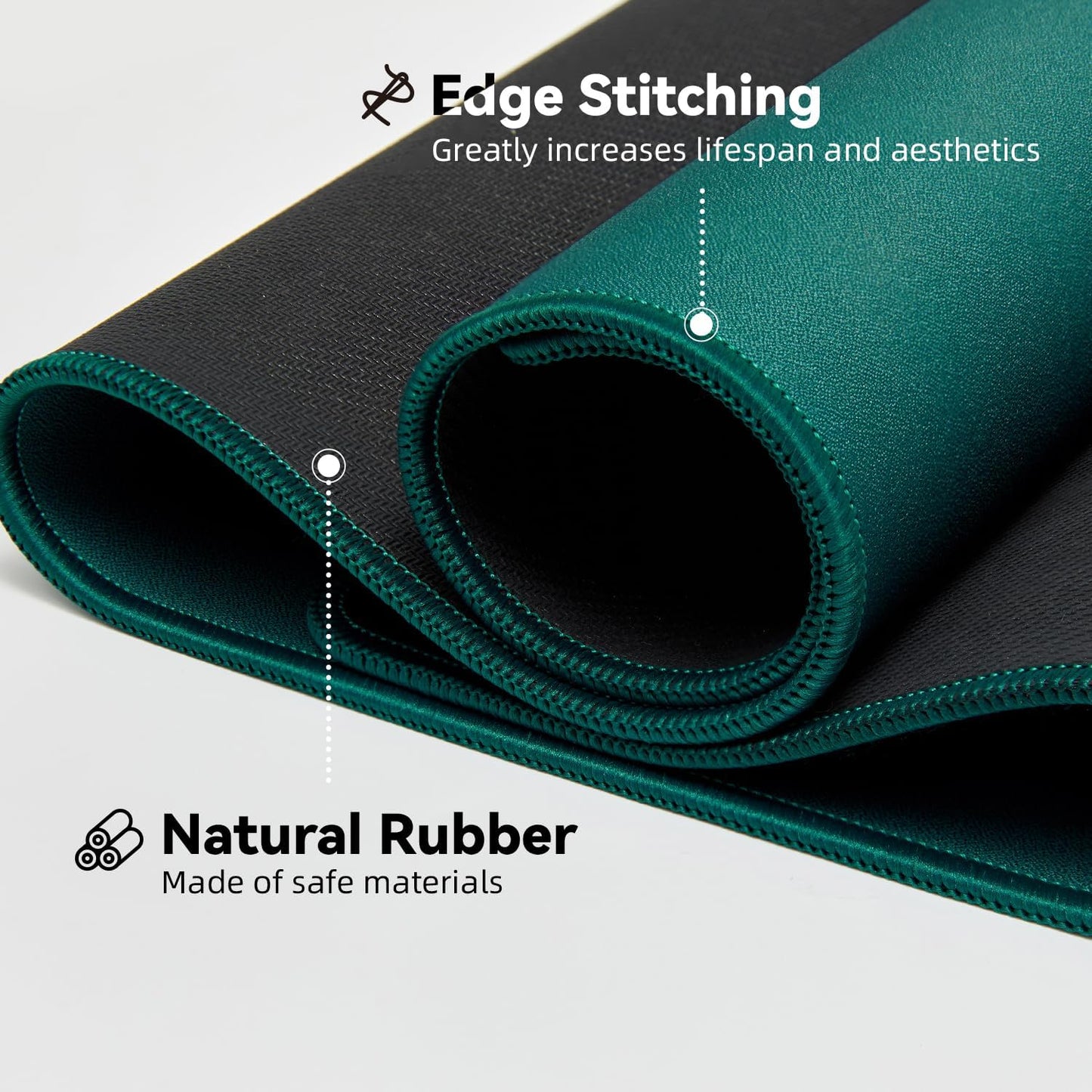 Waterproof Large Gaming Mouse Pad with Durable Stitched Edges, Non-Slip Rubber Base, Grainy Jacquard Mouse Mat Desk Pad for Home Office Gaming, 15.74"x35.43"x0.12", Green