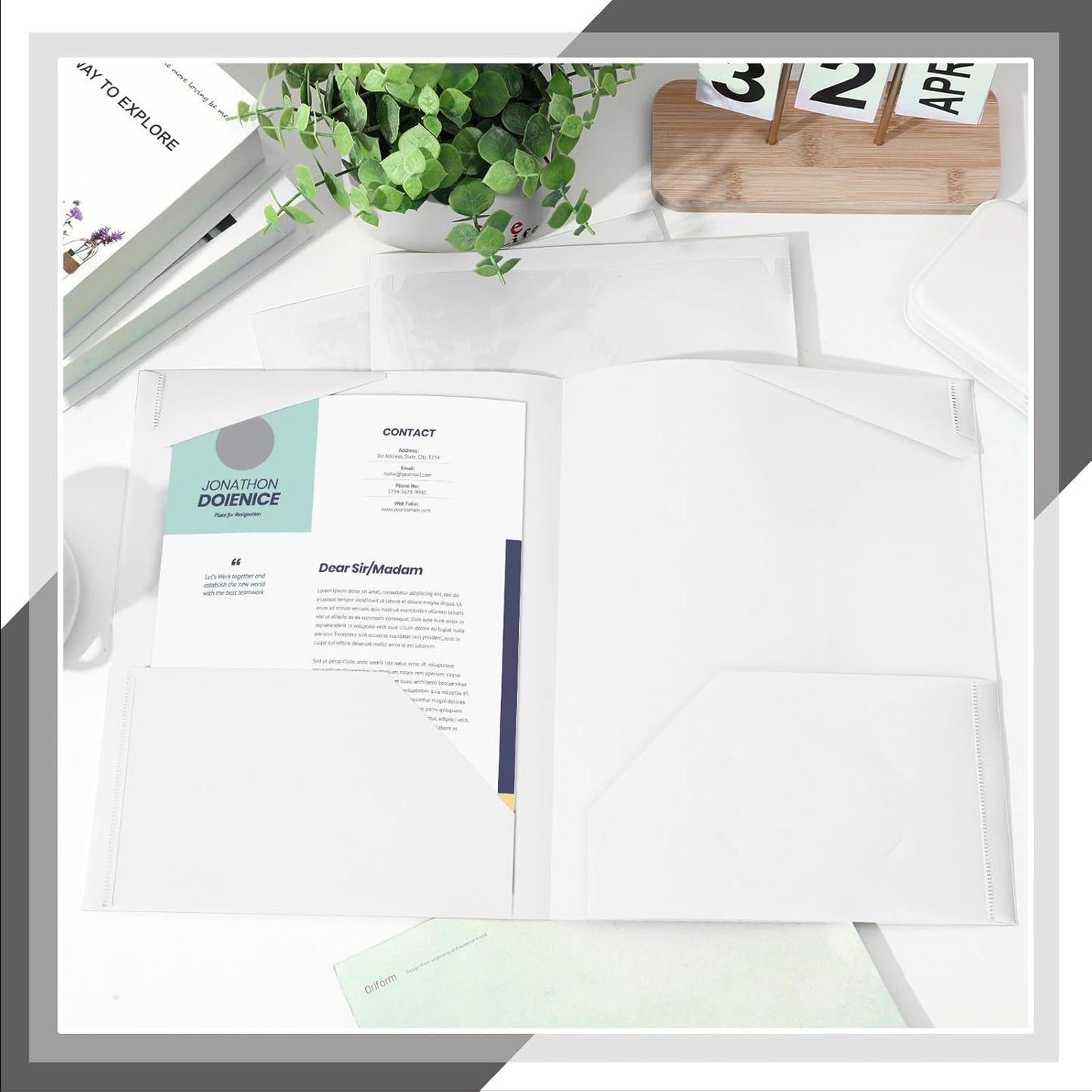 Henoyso 100 Pcs Plastic Folders with Clear Front Pockets Bulk Heavy Duty File Folders with 2 Pockets and Card Slot for Student Teacher Back to School Supplies Office Presentation (White)