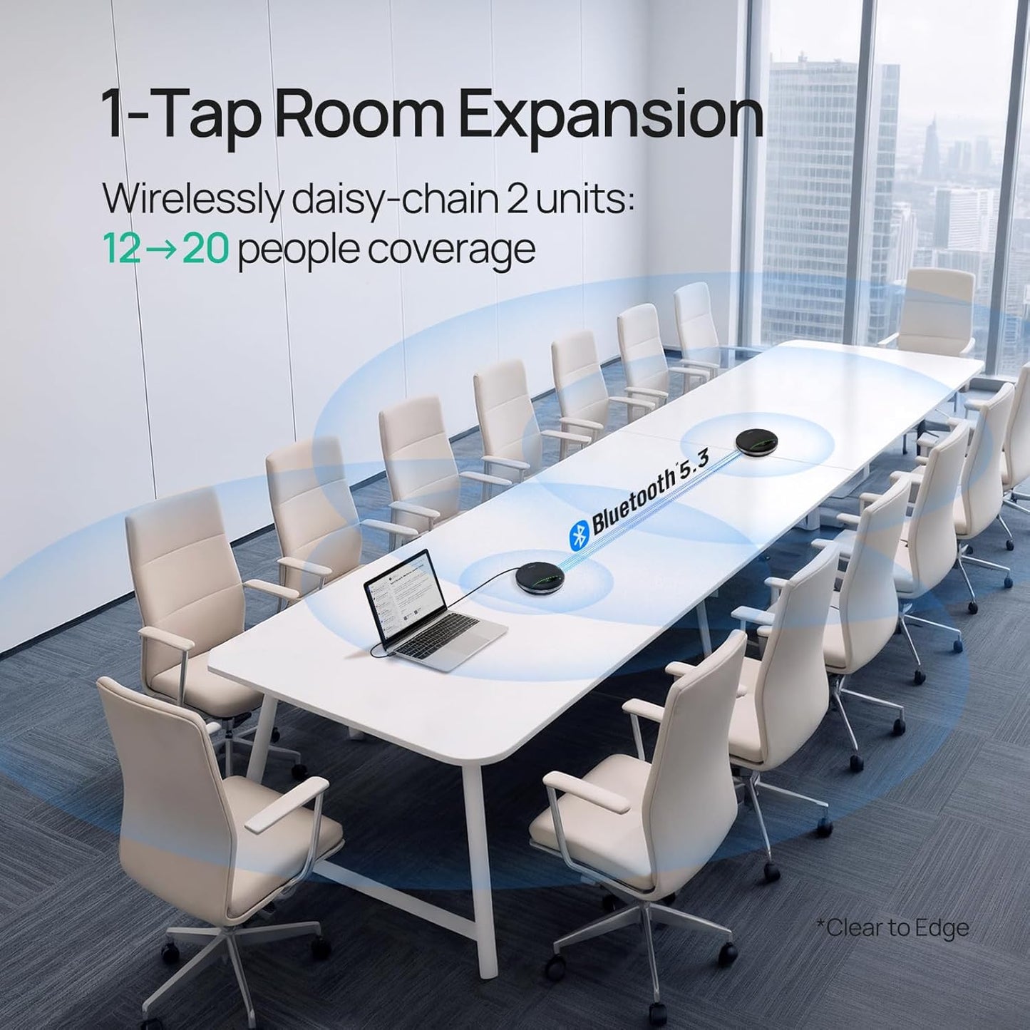 Yealink Bluetooth Speakerphone SP96 Support Daisy-Chain 26H Talk Time Teams Certified 65mm Conference Speaker and 6 Microphones Smart AI Noise-Canceling 5m Voice Pickup Radius 1.2m USB C/A 400g