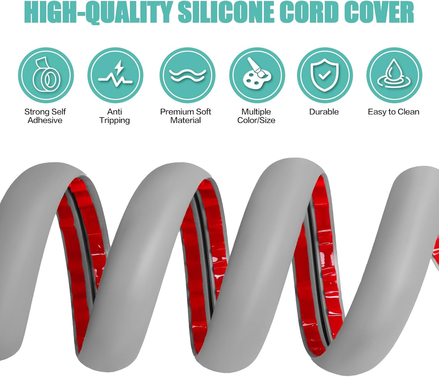 Floor Cord Cover Self Adhesive Cord Hider,3.3FT Cable Management, Extension Strip Protector for Wires, Prevent Cable Trips for Offices, Gyms, Exhibitions Cavity:0.51"(W) x 0.3"(H) Gray