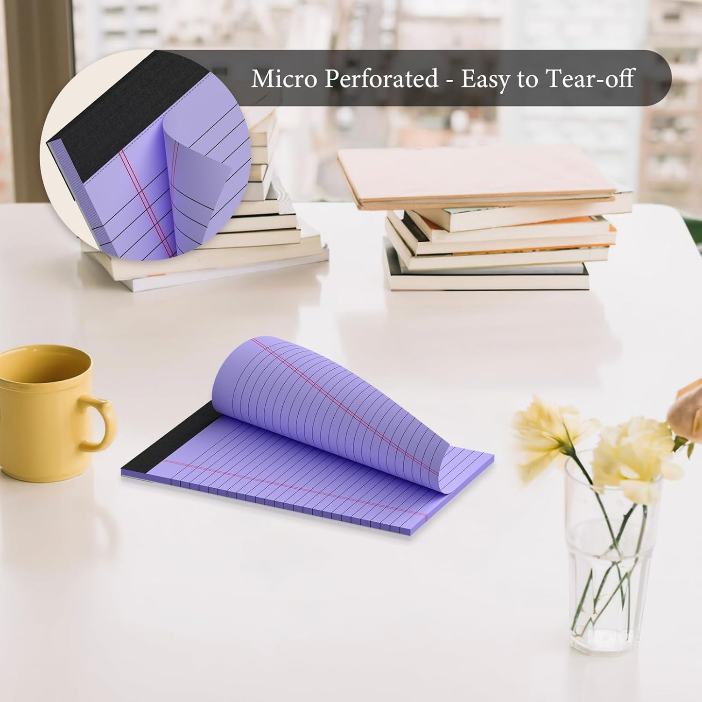 6 Pack Note Pads 5 x 8 Inch Colored Small Legal Pads 5 x 8 Pink Notepad Perforated Writing Pads Lined Paper Pads of Paper College Ruled Paper 30 Sheets Notebook To Do List for School, Office, Home