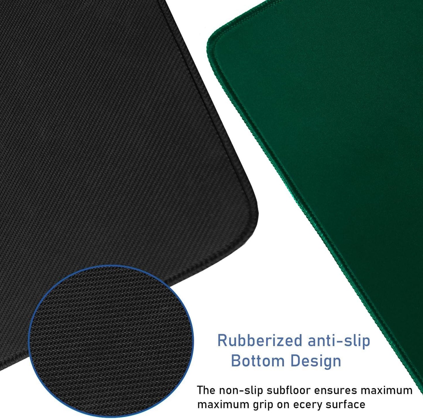 Gaming Mouse Pad with Stitched Edges, Durable Non-Slip Natural Rubber Base, Waterproof Computer Keyboard Pad Mat for Esports Pros/Gamer/Desktop/Office/Home - Green