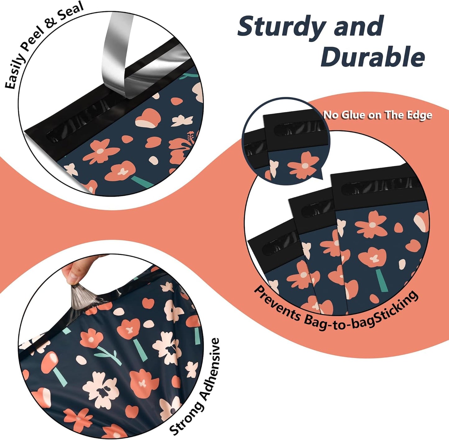 Poly Mailers 10x13 Inch 100 Pcs - Tulip printed Shipping Bags, 2.4mil Thickness, Waterproof and Tear Resistant Mailing Envelopes, Self-Sealing Packaging Bags for Small Business