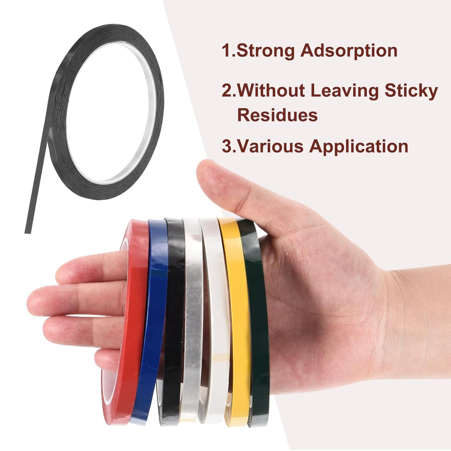 MECCANIXITY 10 Rolls Whiteboard Tape Graphic Chart Tape 5mm 54.7 Yard Art Tape Thin Self-Adhesive Pinstripe Tape Masking Tape for Gift Wrapping Craft Supplies, Black