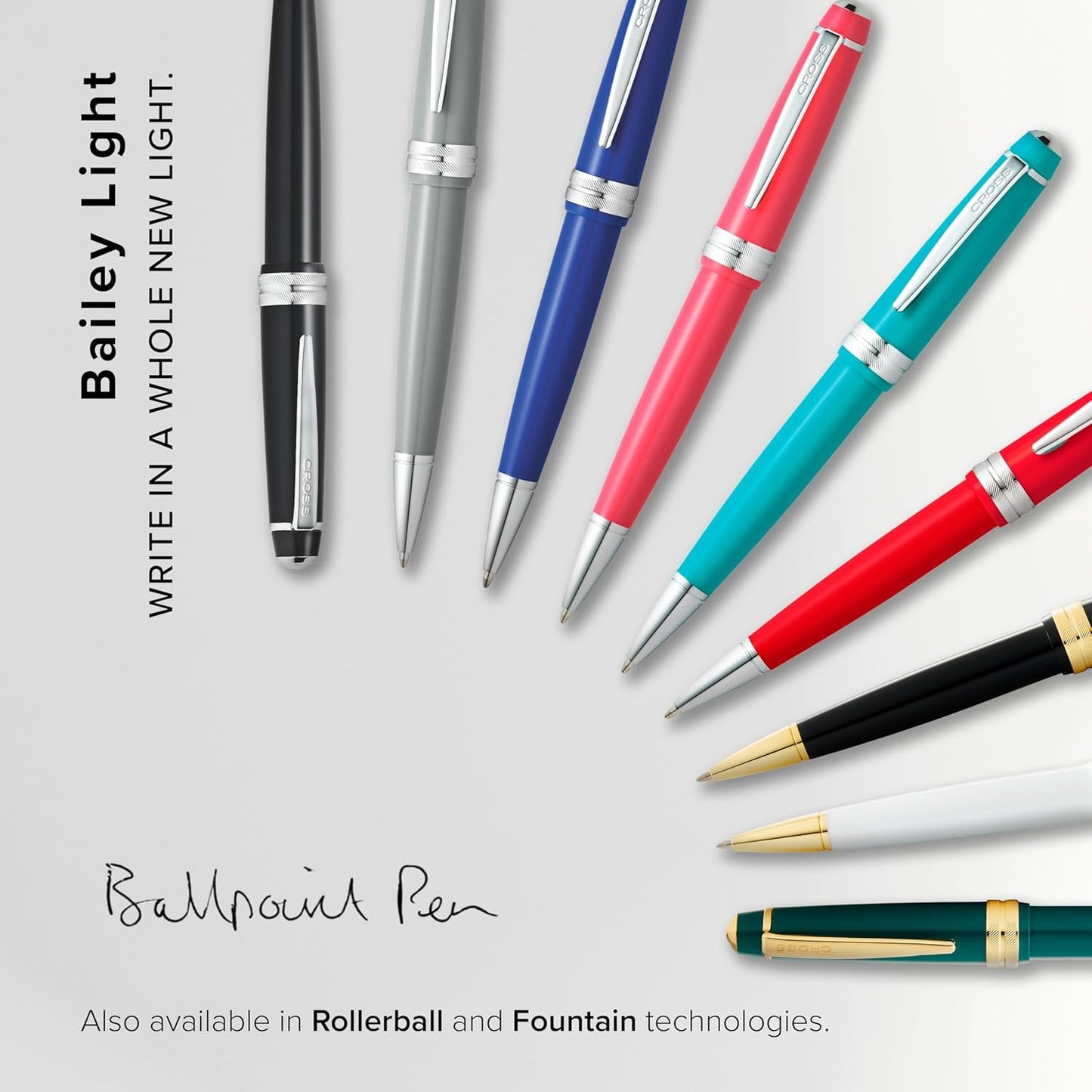 Cross Bailey Light Refillable Ballpoint Pen Presented in a Everyday Gift Box - Medium Point, Black Ink, Polished Green