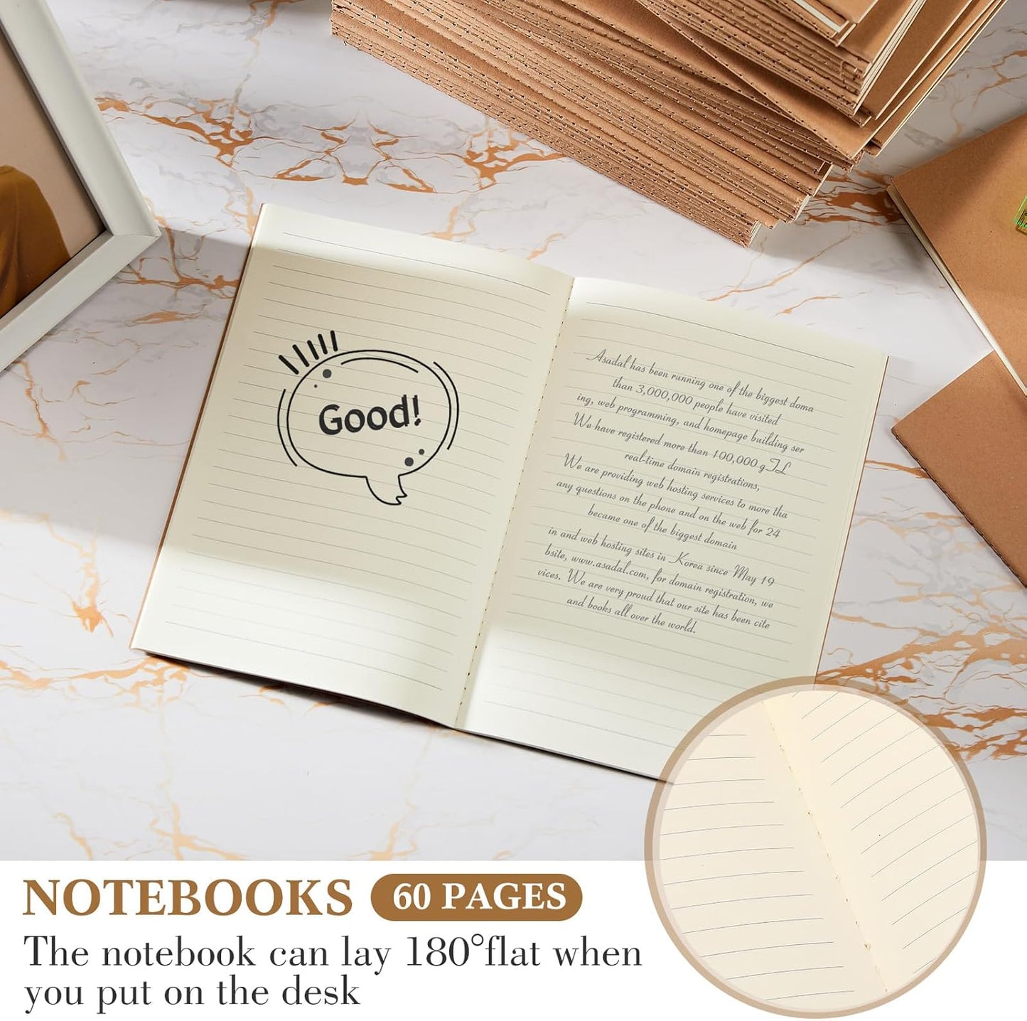 Jetec 100 Pcs Kraft Notebook Journals and Pencil 5.5 Inch x 8.3 Inch A5 Softcover Notebooks Bulk for Writing Sketch Office Notepad with 60 Pages 30 Sheets