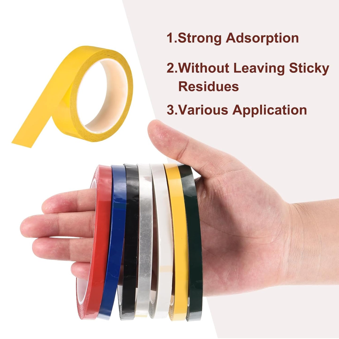 MECCANIXITY 6 Rolls Whiteboard Tape Graphic Chart Tape 30mm 54.7 Yard Art Tape Thin Self-Adhesive Pinstripe Tape Masking Tape for Gift Wrapping Craft Supplies, Yellow
