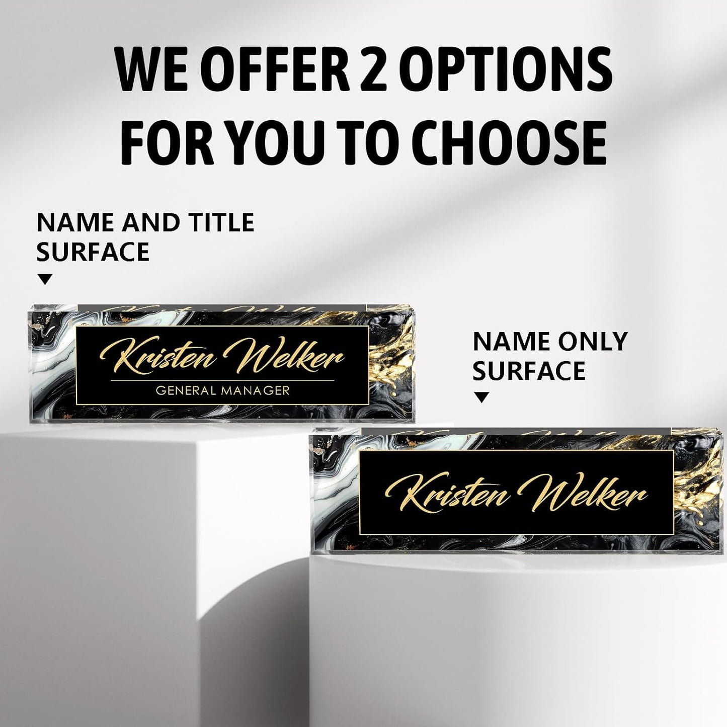 Custom Desk Name Plate Personalized, Acrylic Name Plate for Desk, Office Desk Decor for Women and Men, Employee Appreciation Gifts Office Gifts for Boss, Manager, Teacher, Nurse (deep Marble)