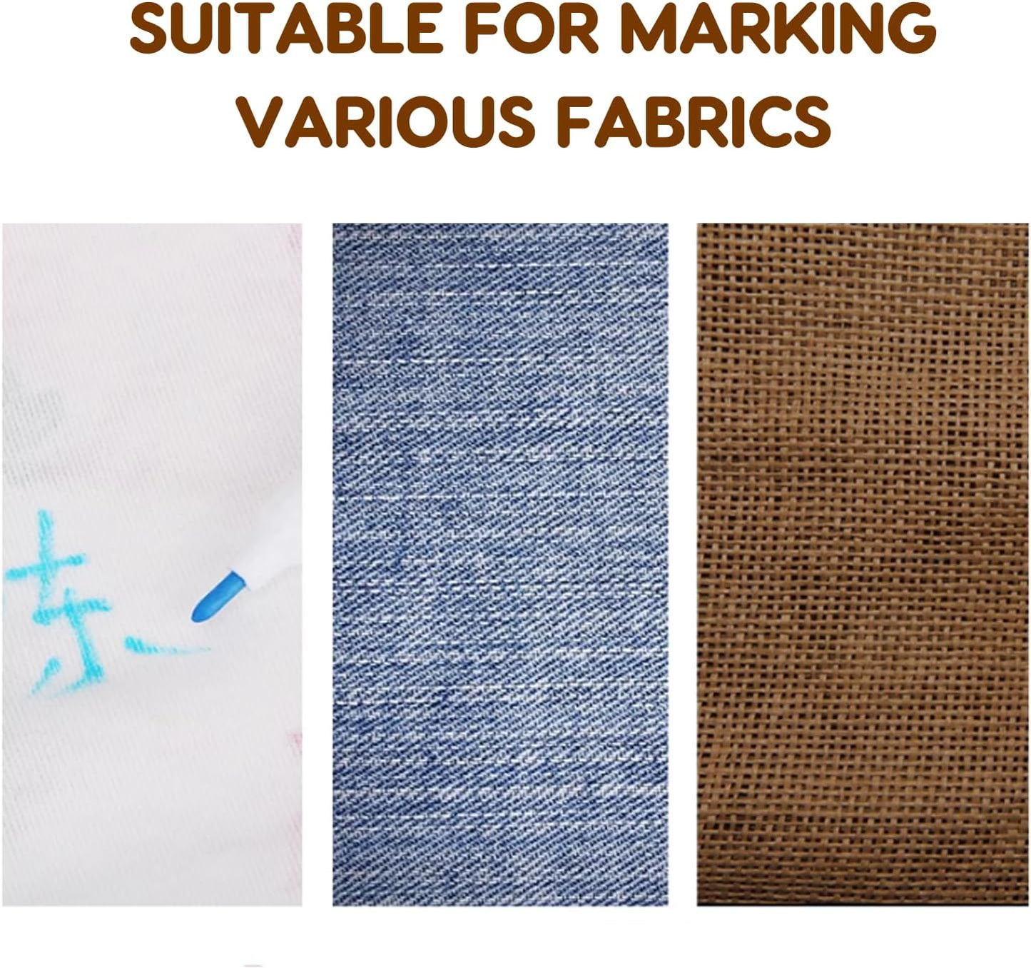 Water Erasable Fabric Marking Pens for Sewing, Blue Single Head, DIY Tailoring Tool, 10 Pack