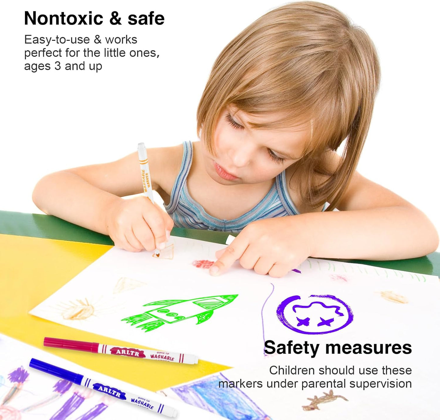 Washable Markers Bulk, Bulk Pack of 320 in 16 Vibrant Colors with Super Tip - Perfect for Kids' Classrooms & Teachers