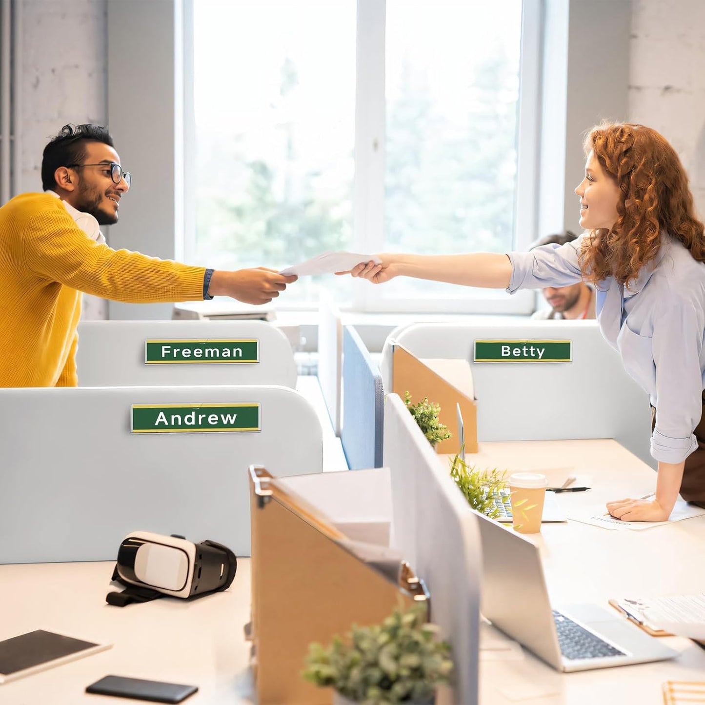 Nameplate for Doors with Adhesive Tapes - 100 Pack 2x8 Inch Clear Acrylic Office Door Name Plate Classroom Wall Name Plate Holder Horizontal Nameplate Holder Plastic Sign Frame