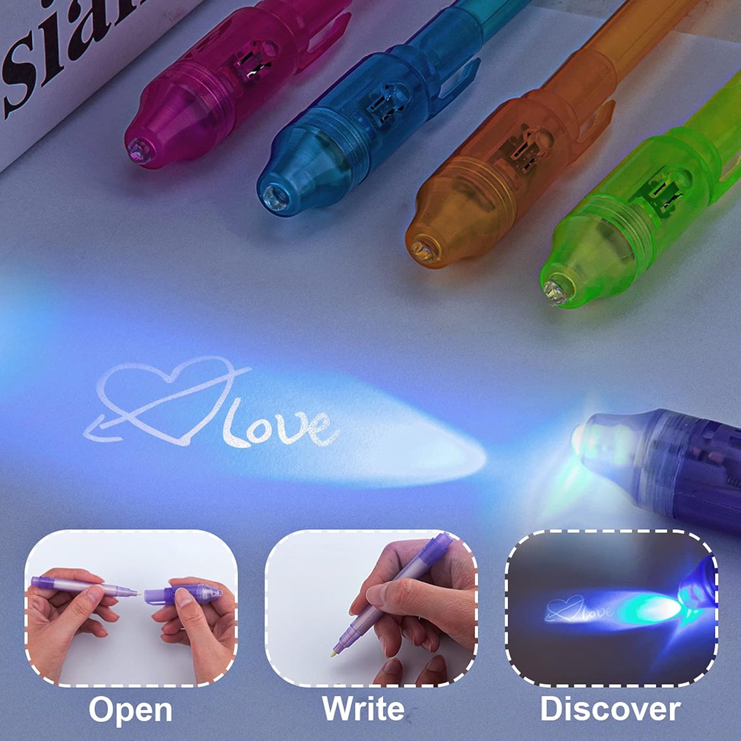 Invisible Spy Ink Pen 5 PCS, With UV Pen Light, Party Favors for Kids 8-12, Stocking Stuffers for Christmas, provide Thanksgiving, Halloween for Boys Girls Goodie Bag