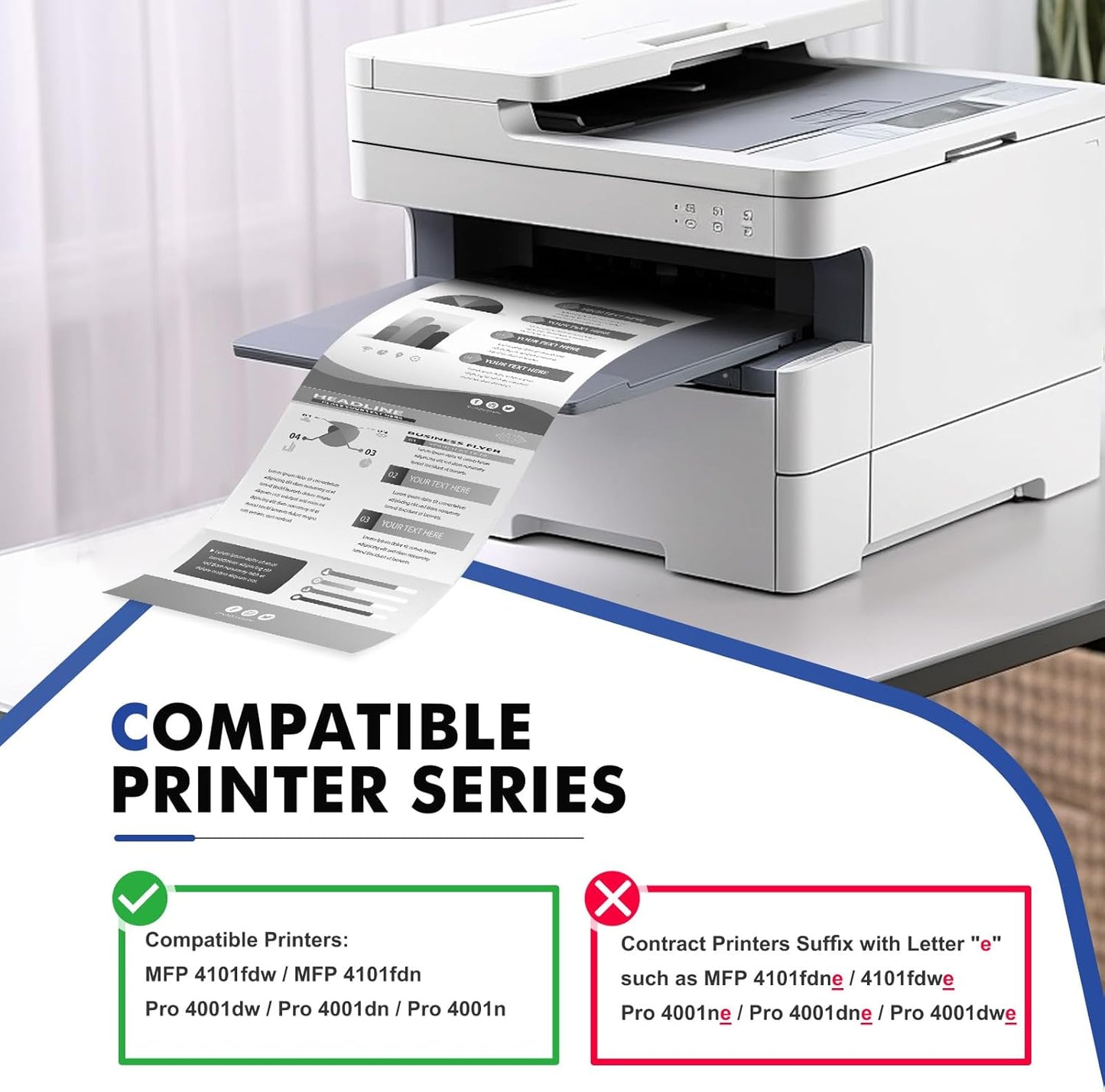 148X 148A Toner Cartridge Black High Yield Compatible Replacement for HP 148X 148A W1480X W1480A for HP Laserjet Pro 4001dw 4001dn 4001n MFP 4101fdw 4101fdn Printer Ink (with Chip) 2Pack