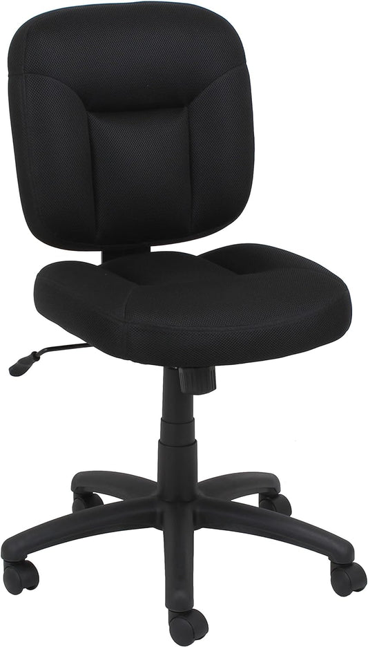 Amazon Basics Low-Back Office Desk Chair, Adjustable Height, 360 Degree Swivel, Fabric Upholstery, Black