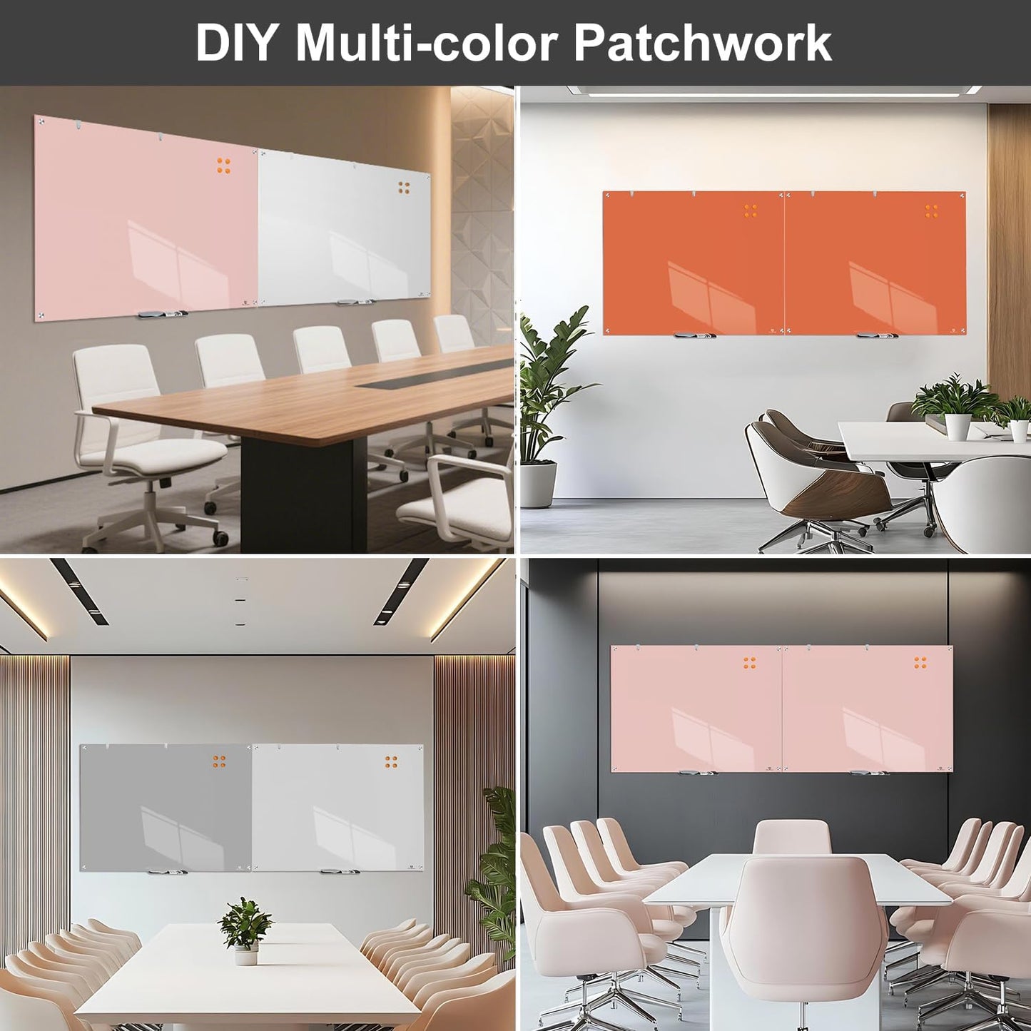 TSJ OFFICE Glass Dry-Erase Board - 36 x 24 Inches Wall Mounted Whiteboard with Magnetism, Large Frameless Glass White Board for Office, Home & School