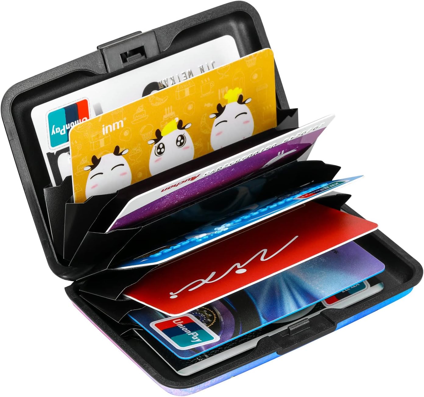 ELFISH RFID Blocking Credit Card Protector Aluminum ID Case Hard Shell Business Card Holders Metal Wallet for Men or Women (One Butterfly)