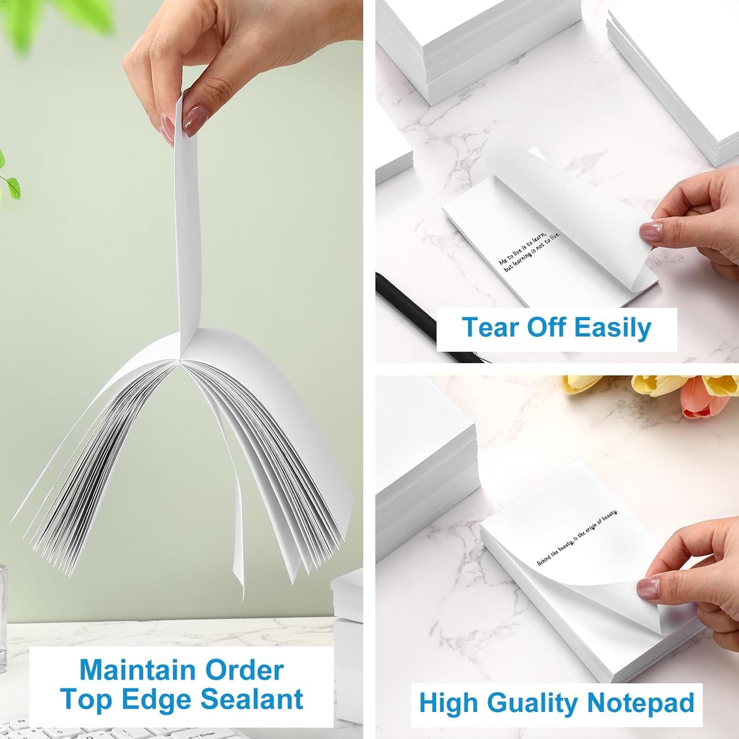 Fainne 3 x 5 Inch Paper Note Pads White Memo Pad Blank Writing Memo Scratch Paper for Waitress Waiter Book to Do Grocery List Small Notebook Restaurant Checkbook, White(90 Pack)