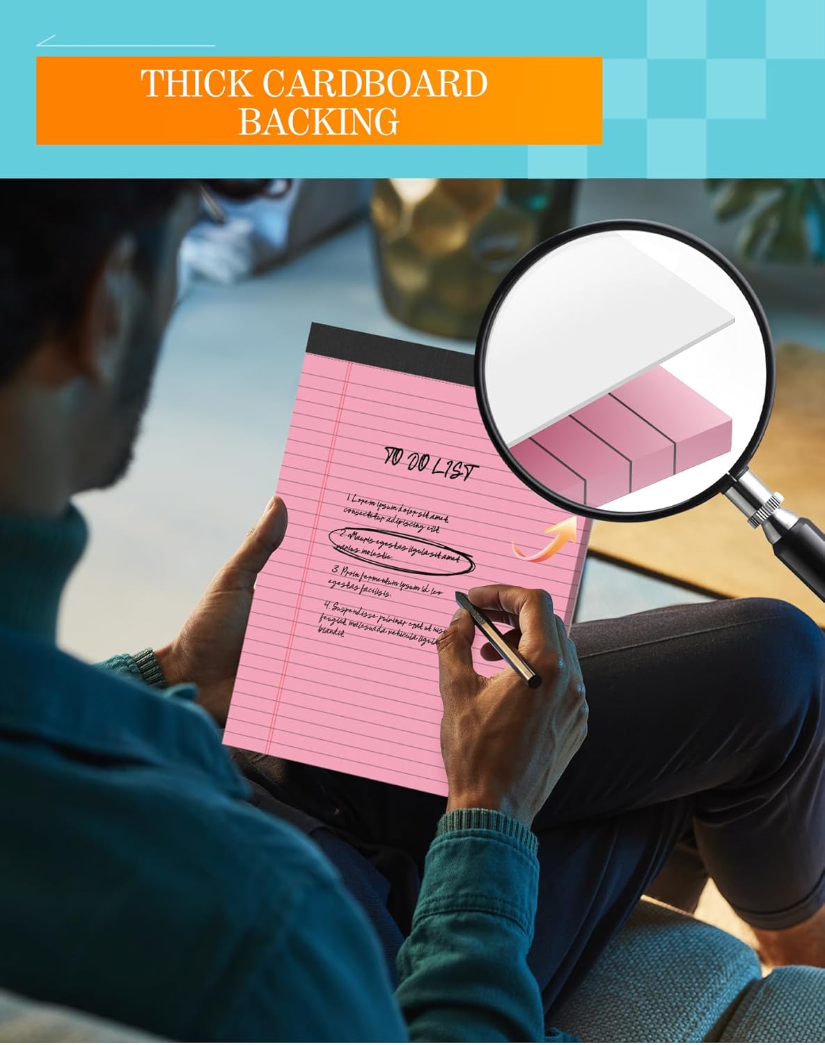 Note Pads 8.5 x 11 Colored Legal Pads 8.5 x 11 Note Paper, 6 Pack Paper Pads 8.5 x 11 Notepad, Colored Legal Notepads 8 1/2 x 11 Writing Pads, Pink Notebook Paper 8.5 x 11, Wide Ruled, 30 Sheets/Pad