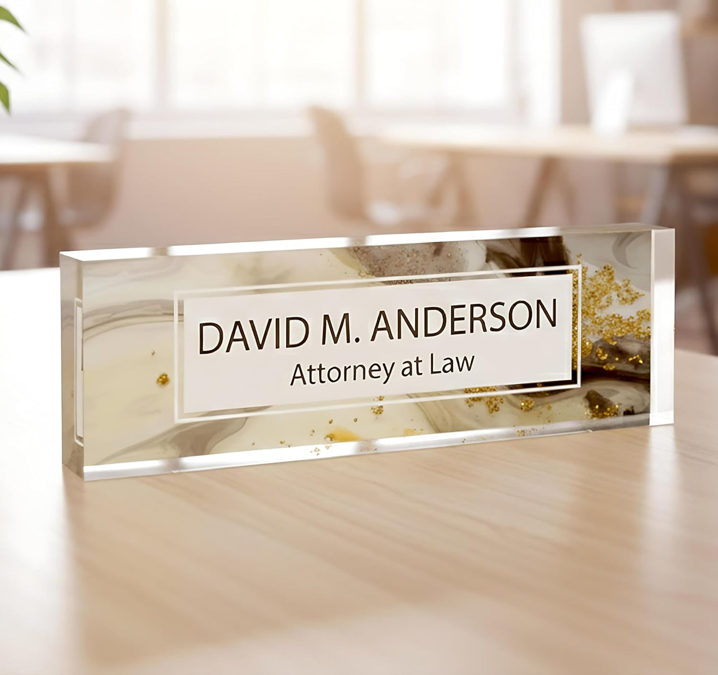 Desk Name Plate | Custom Office Decor Nameplate Sign | Personalized Gift | Gold Marble | Women Decor | ARTSWAVE