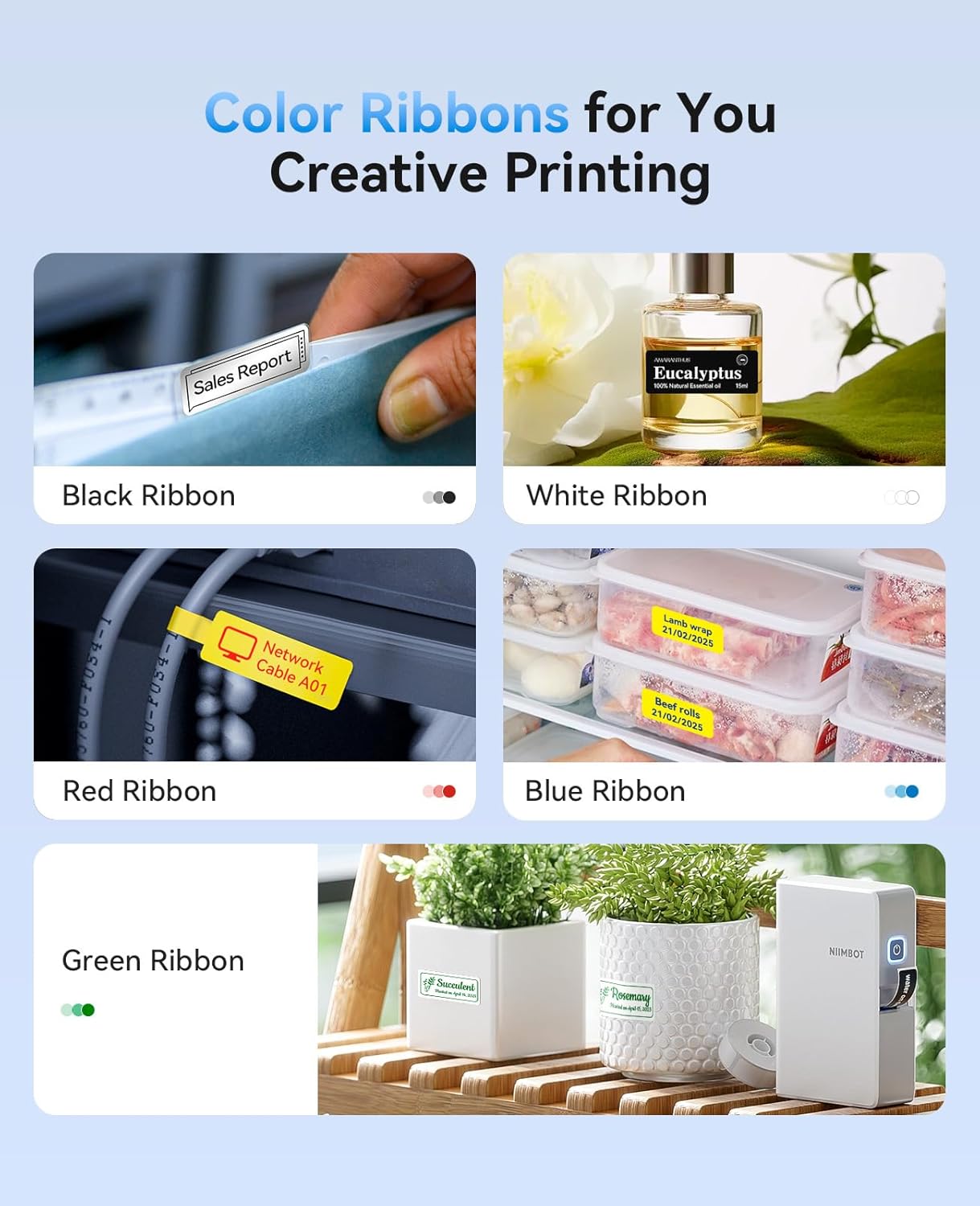 NIIMBOT N1 Label Maker with Tape, Portable Bluetooth Label Printer Support Color Ribbon Printing, Mini Sticker Labeler Rechargeable for Home Office Small Business Outdoor Storage, White