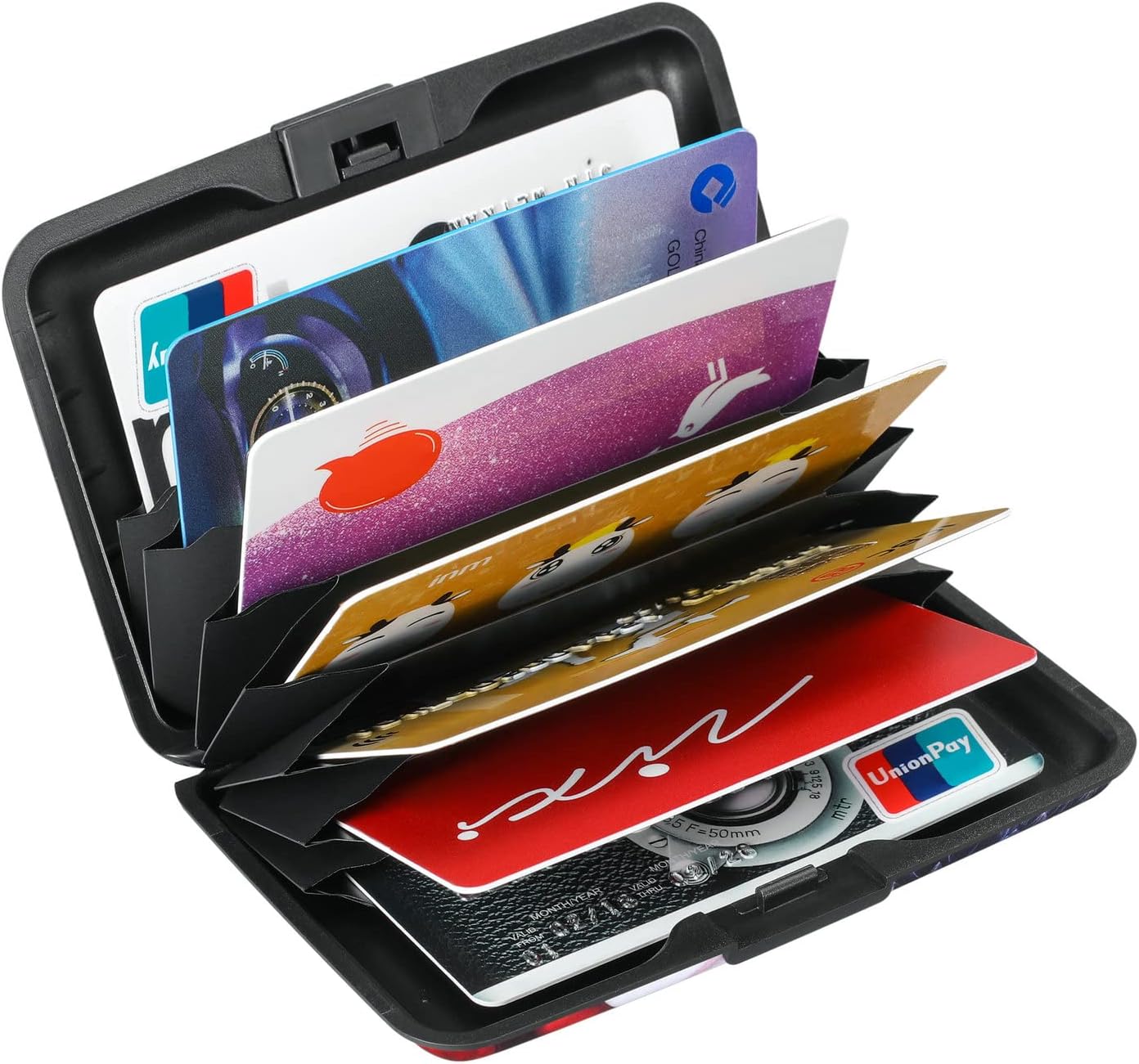 ELFISH Mini RFID Aluminum Wallet Credit Cards Holder Business Card Case Metal ID Case for Men Women（Flag2