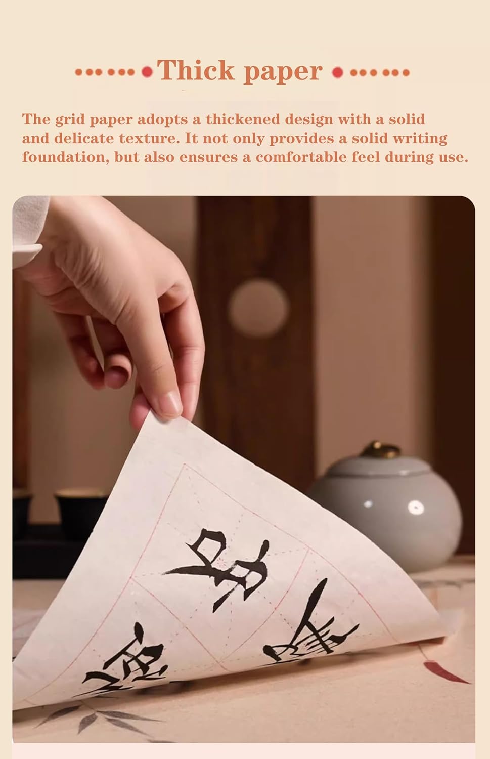 Chinese Calligraphy Practice Paper with Grid, 100 Sheets, White Rice Paper for Brush Writing, Xuan Paper (White, Grid-10cm)