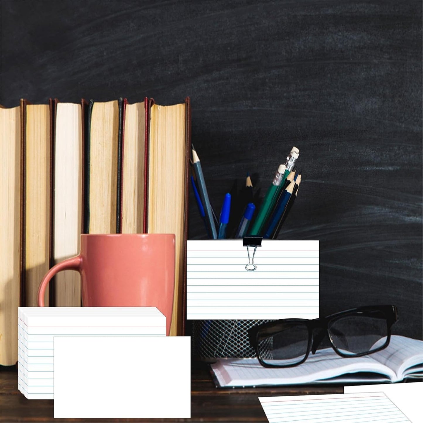 Index Cards 3x5, Ruled White Flash Cards for Studying, File Note Cards, 300 Pcs Lined Flashcards for Office and School Supplies