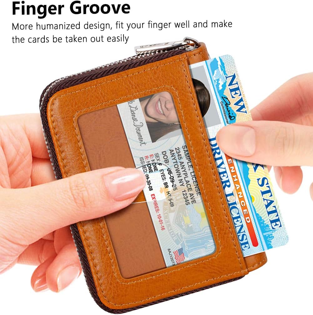 FurArt Zipper Wallet Women, RFID Blocking Credit Card Wallet, Business Card Holder, Compact Size KeyChain Wallet