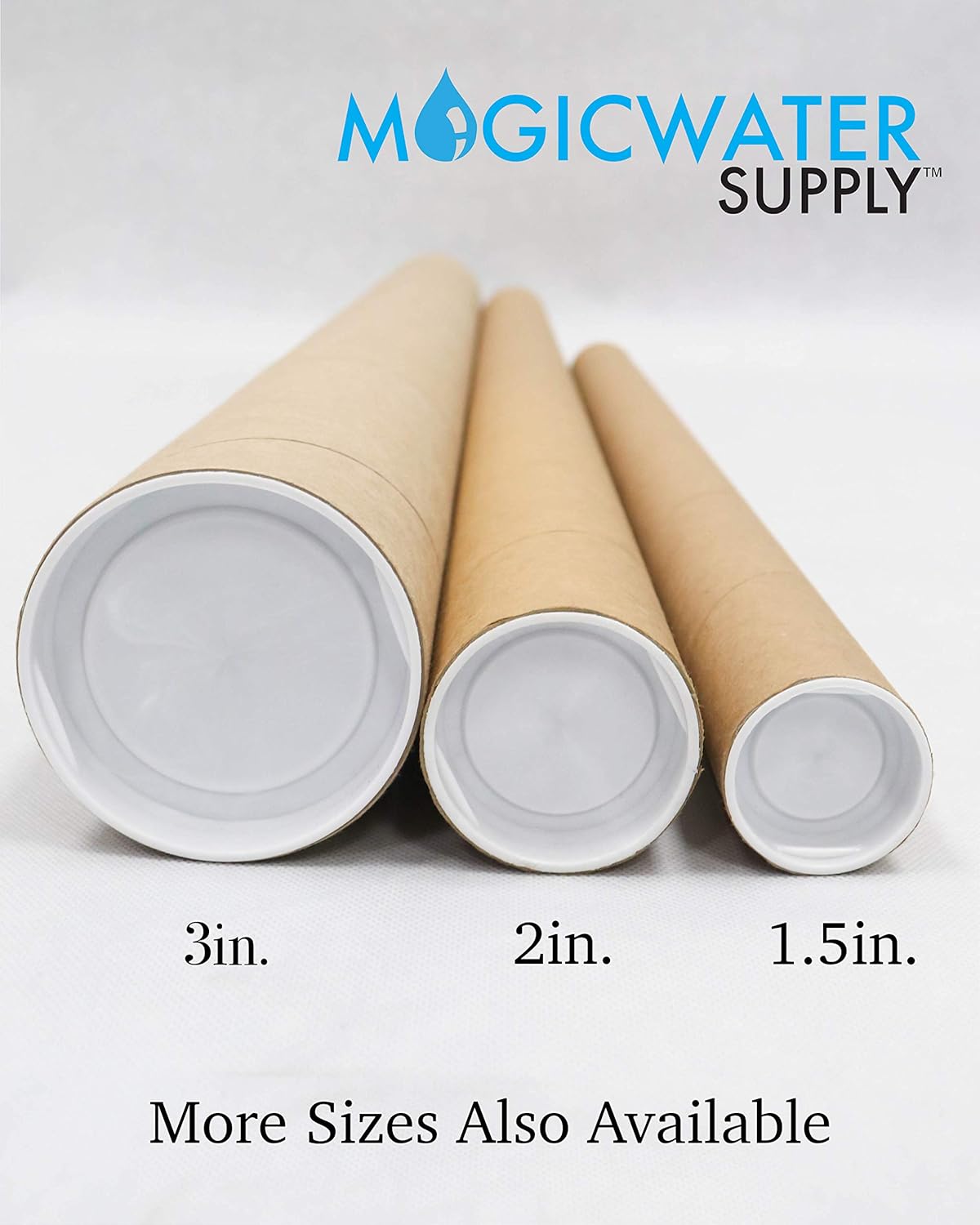 MagicWater Supply Mailing Tube - 3 in x 24 in - Kraft - 6 Pack - for Shipping and Storage of Posters, Arts, Crafts, and Documents