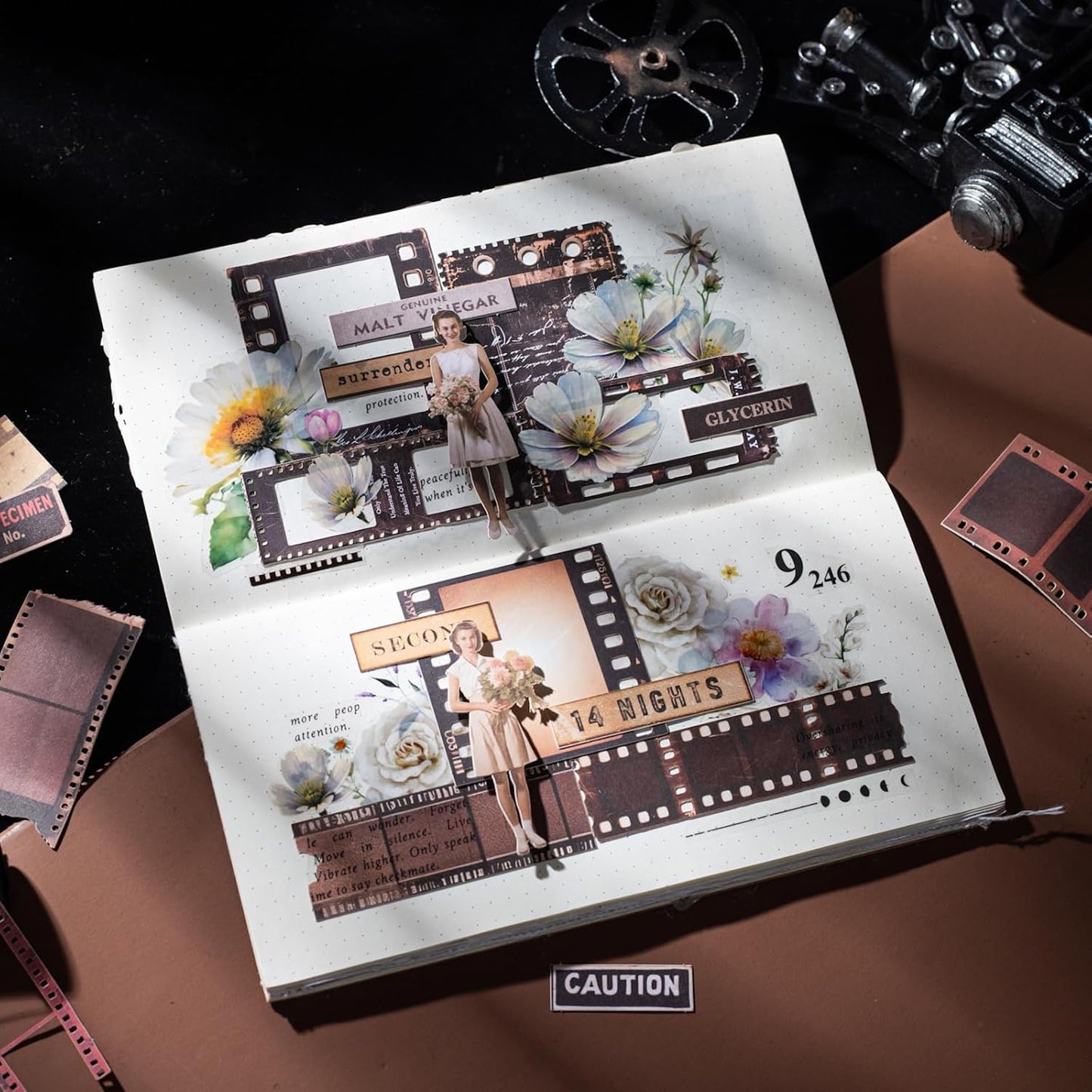 Retro Film Frame Scrapbook Stickers, 100pcs Vintage Cardstock Ephemera Labels & Borders for Journaling, Planners, Collage, DIY Crafts, Aesthetic Decoration Supplies